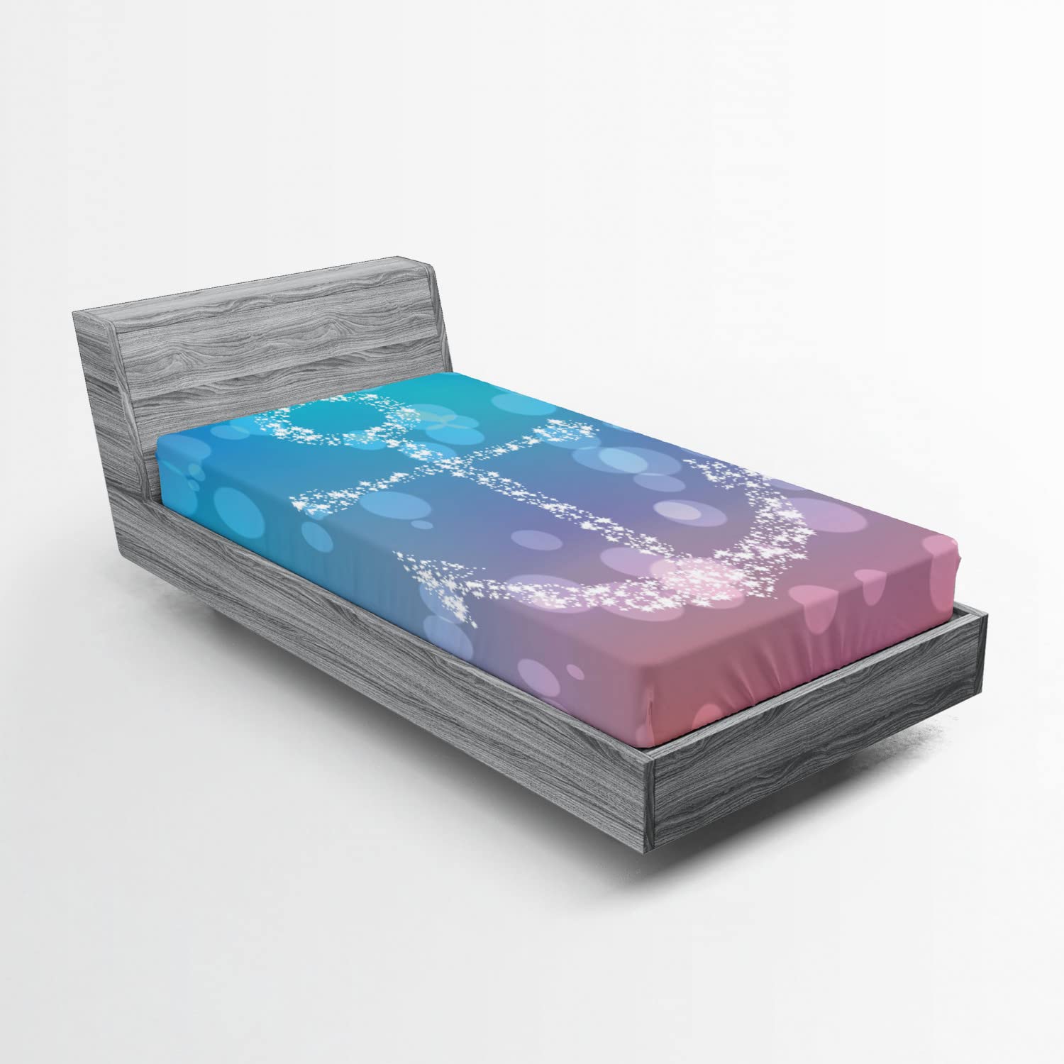 Ambesonne Anchor Fitted Sheet - Twin XL Size, Abstract Marine Art Print with Starry Bubbles & Blurry Scenery, Deep Pocket All-Around Elastic Bed Cover in Pink & Blue | Perfect for Coastal Themed Bedrooms, Guest Rooms & Nautical Decor