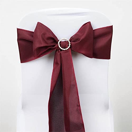 10 Burgundy Polyester Chair Sashes for Wedding Decor - Elegant Bows & Ties for Ceremony, Reception, Party - Bulk Wholesale Supplies for Banquet, Bridal Shower, Anniversary & Special Events