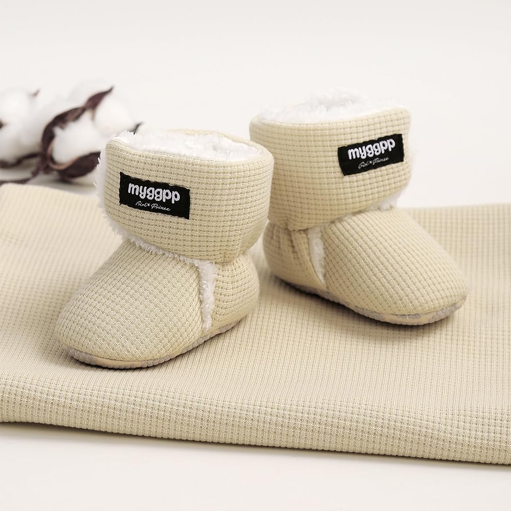 Ohwawadi Cozy Fleece Infant Baby Boots for Boys & Girls - Warm Winter Snow Boots & Slippers for Newborn to Toddler (Ideal for Indoor Play, Outdoor Walks & Cold Weather Protection)