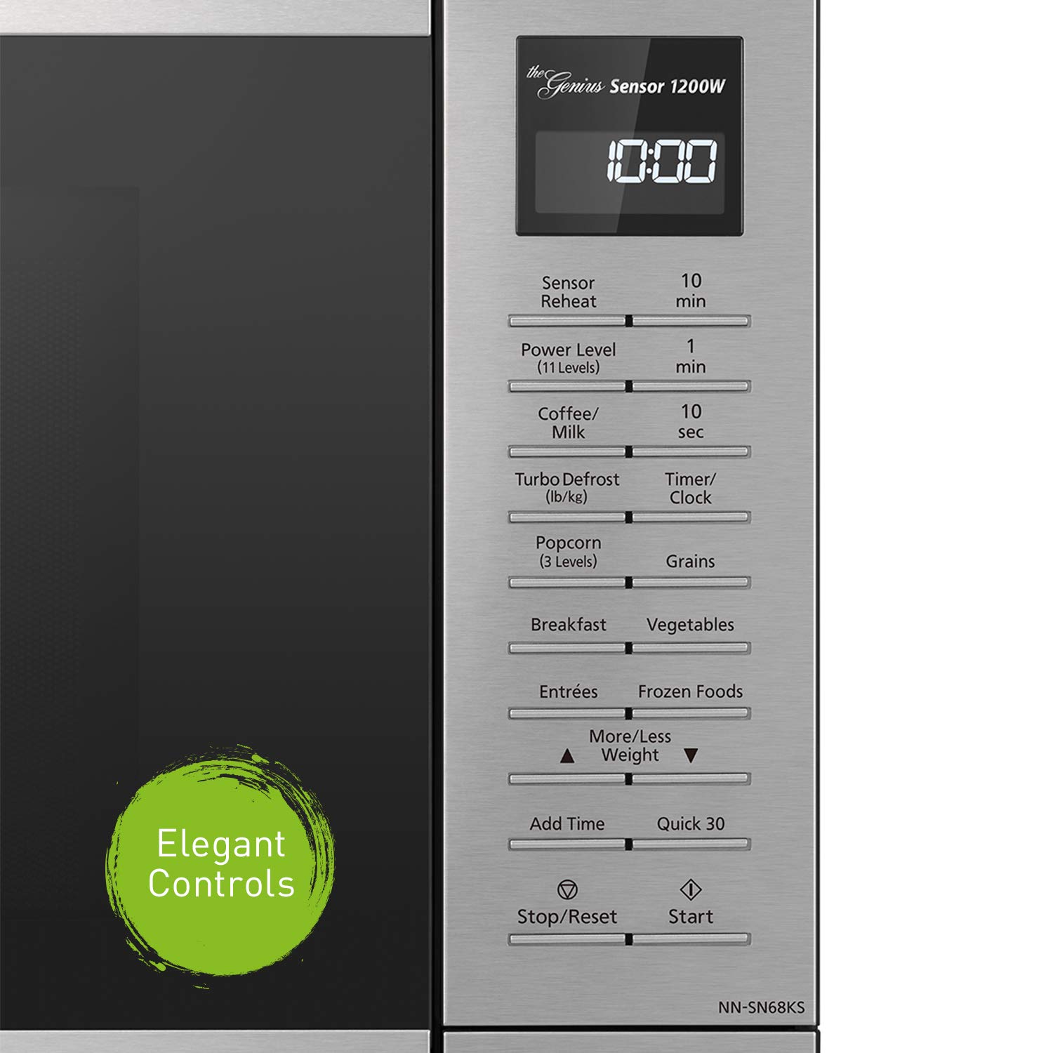 Panasonic NN-SN68KS 1200W Compact Microwave Oven with Sensor Cooking, Popcorn Button & Turbo Defrost - 1.2 cu.ft Stainless Steel for Small Kitchens, Dorms & Office Break Rooms
