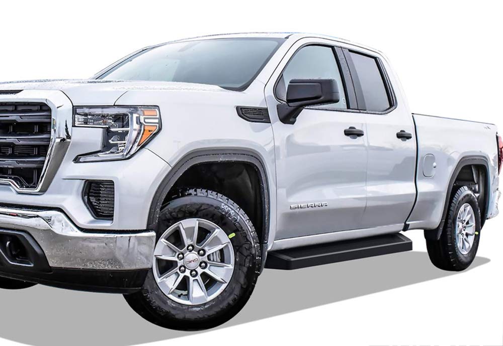 APS Nerf Bar Compatible with Chevy Silverado & GMC Sierra 1500 2019-2025 Extended Cab & 2500/3500 HD 2020-2025 (Excludes 2019 1500 LD) - Black Running Boards for Off-Road & Truck Accessories