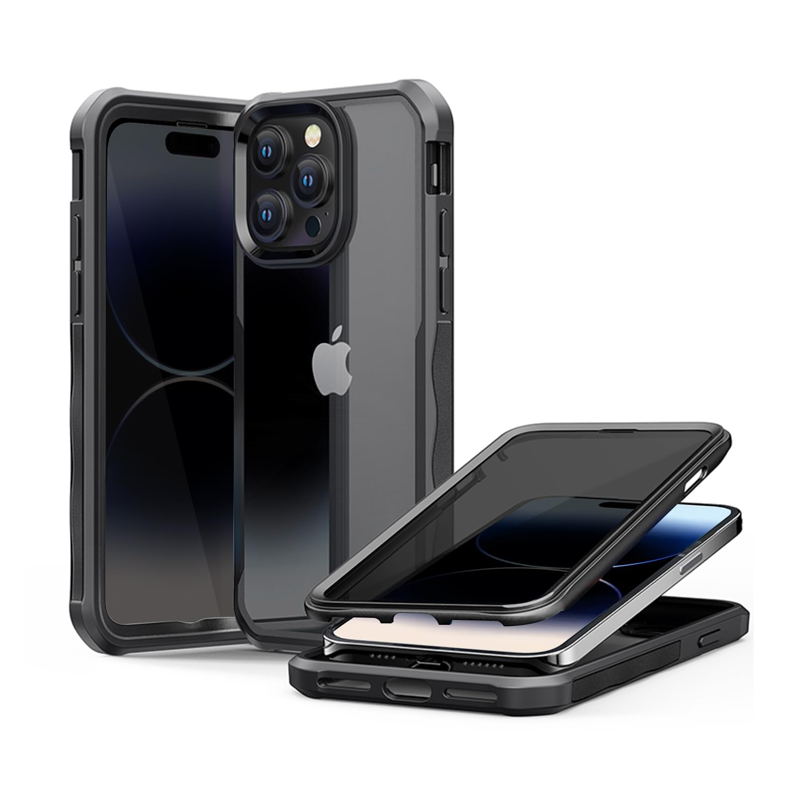 iPhone 14 Pro Max Privacy Case with 9H Tempered Glass Anti-Spy Screen Protector - 100% Touch Sensitivity, Full Body Protection, MagSafe & Wireless Charging Compatible (Black) - Perfect for Office, Travel & Secure Mobile Banking