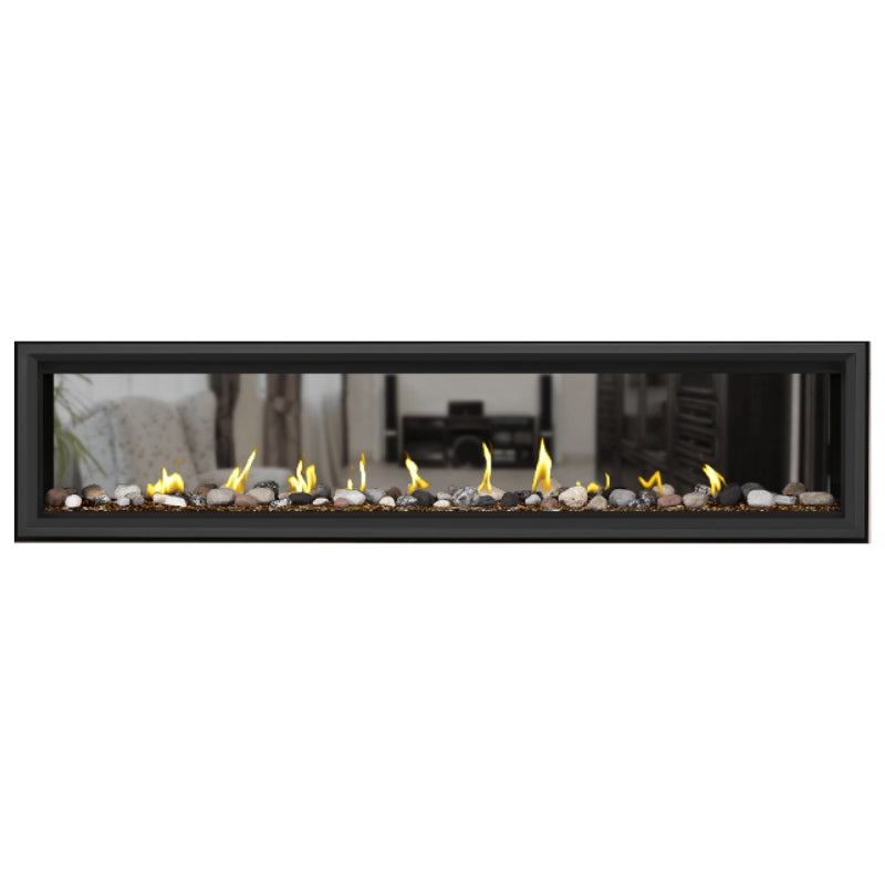 Napoleon Vector 74 See-Through Linear Direct Vent Gas Fireplace - LV74N2 | Modern Home Heating & Cozy Living Room Ambiance