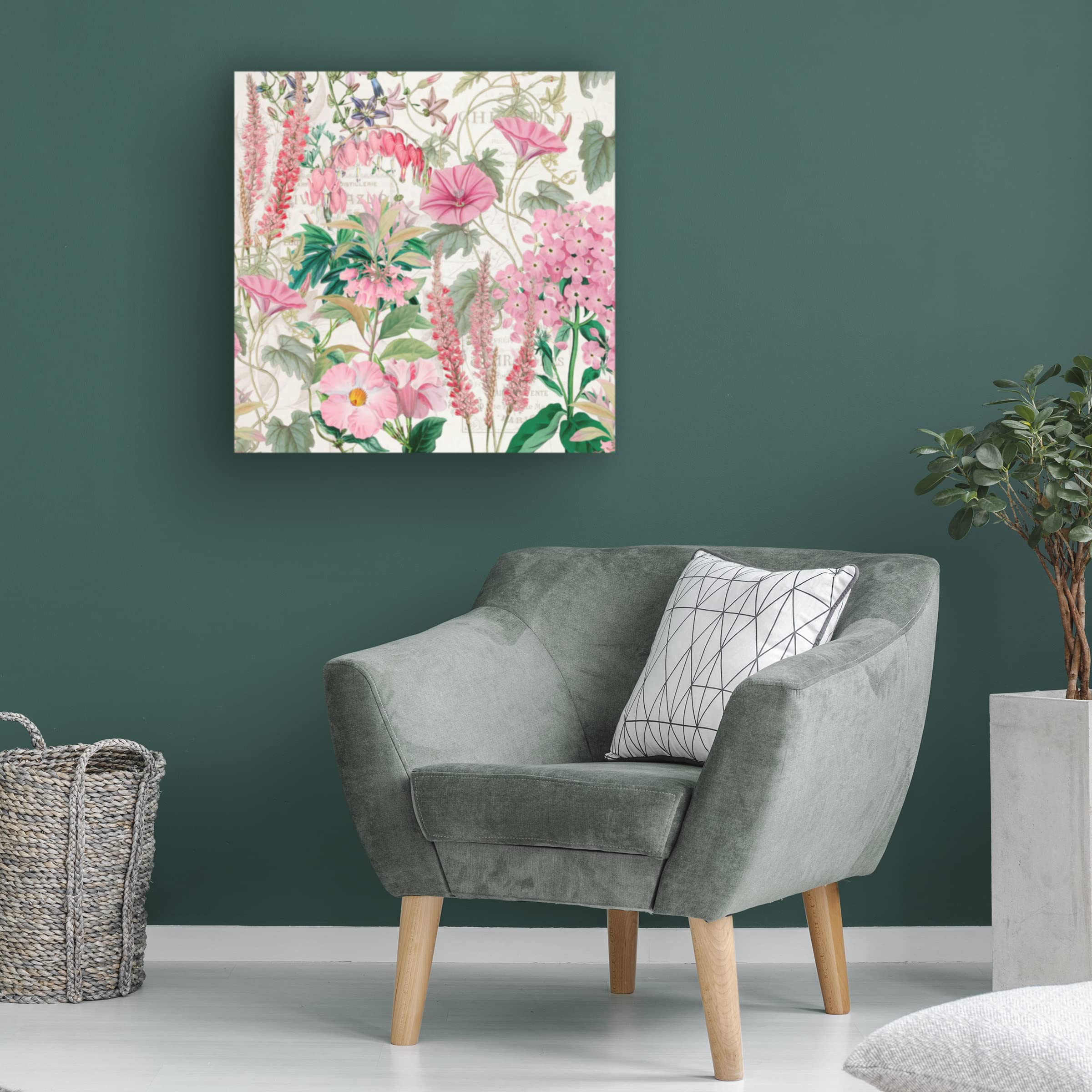 Trademark Fine Art 'Garden in Pink' Canvas Wall Art Print by Cora Niele - Floral Home Decor for Living Room, Bedroom & Office