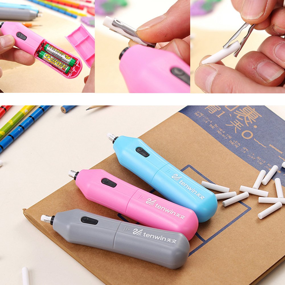 Portable Electric Eraser Pen with 10 Refillable Eraser Cores - Perfect for Artists, Students, Sketching & Painting | Correction Tape & Whiteout for Art Projects, School Work & Office Use