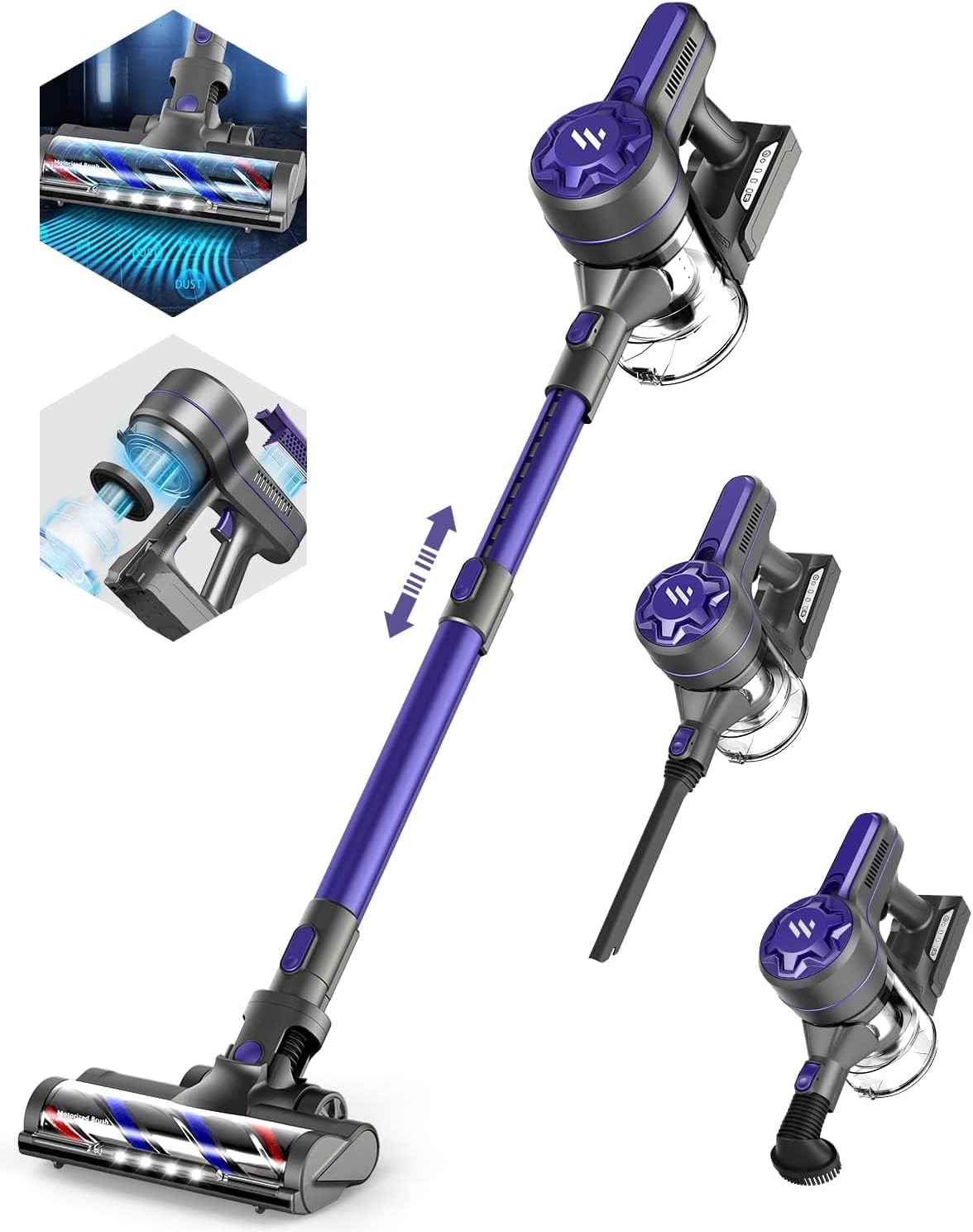 **Powerful Cordless Vacuum Cleaner for Home - 80000 RPM Brushless Motor, 2200mAh Lithium Battery, 5-Stage Filtration, 30 Min Runtime - Ideal for Hardwood Floors, Carpets & Pet Hair**