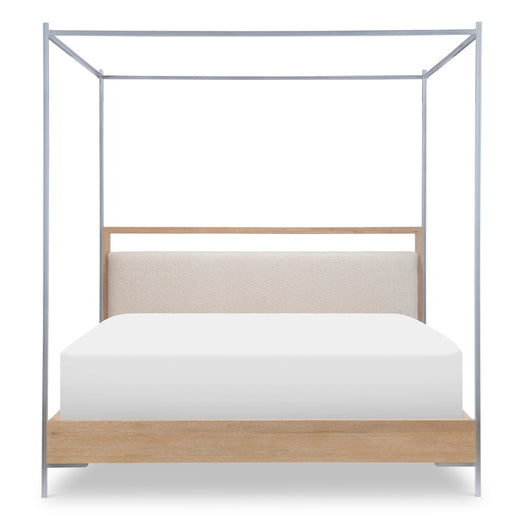 Biscayne Upholstered Canopy King Size Bed in Beige - Luxurious Bedroom Furniture for Master Suite & Guest Room Decor