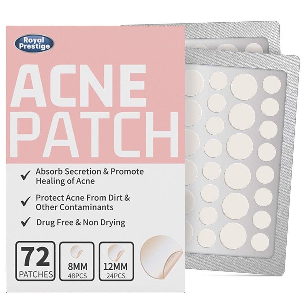 Dherik Tradworld 72 Count Acne Pimple Healing Patches - Hydrocolloid Spot Treatment for Face, Blemish & Scar Care - Perfect for Overnight Use & Daily Skincare Routine