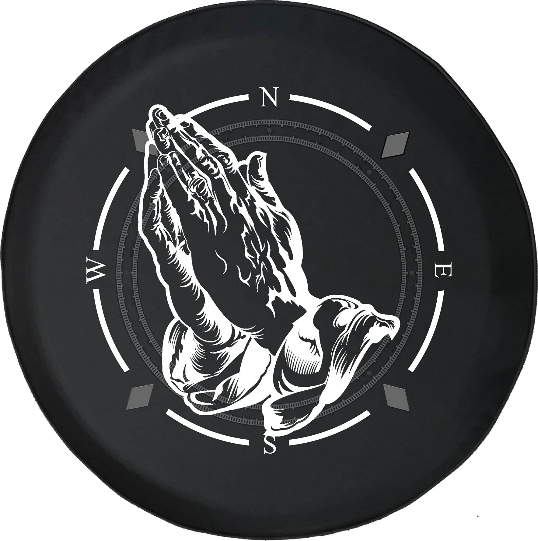 Premium American Unlimited Spare Tire Cover with Compass & Praying Hands Design - Durable SUV, Trailer, RV Wheel Cover Accessories for All Vehicles | Perfect for Off-Road Adventures, Camping & Road Trips