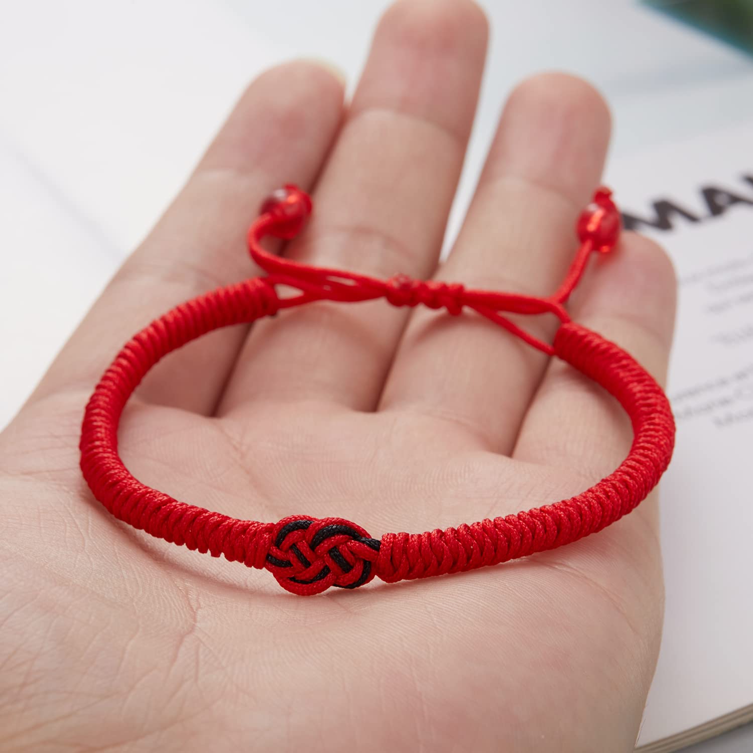 RINHOO Adjustable Red String Bracelet - Vajra Knot Good Luck Protection Bracelet for Couples, Friends, Family, Women & Men | Perfect for Gifts, Meditation & Spiritual Protection