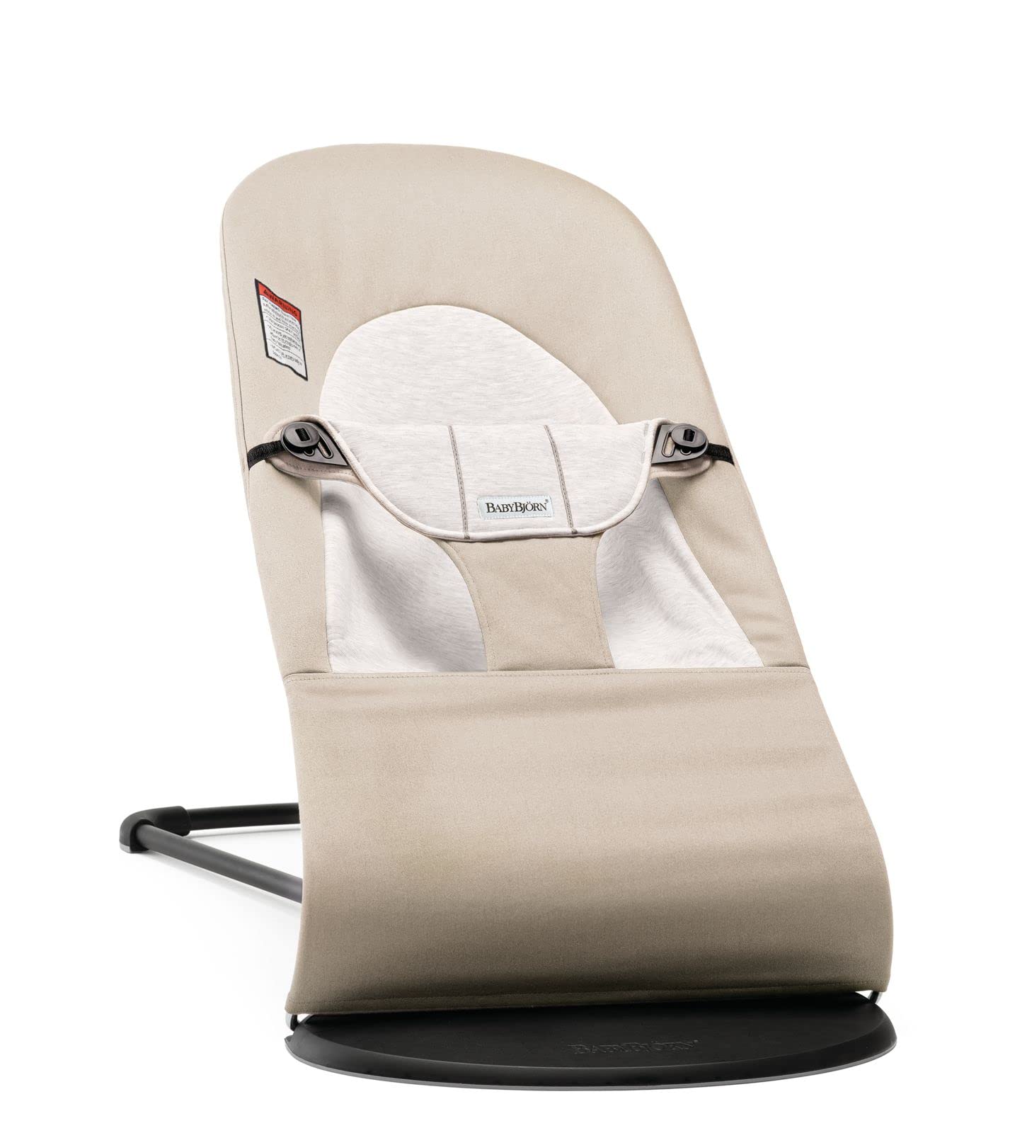 BabyBjörn Bouncer Balance Soft - Adjustable 2-in-1 Baby Bouncer & Toddler Chair (8-29 lbs) | 4-Position Reclining | Lightweight Portable Infant Seat | Cotton/Jersey Fabric in Beige/Gray | Perfect for Nursery, Living Room & Travel
