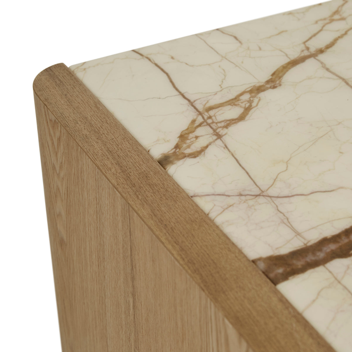 Floyd Marble Bedside Table - Modern Minimalist Nightstand with Marble Top & Wooden Legs - Perfect for Bedroom, Living Room, or Office Use