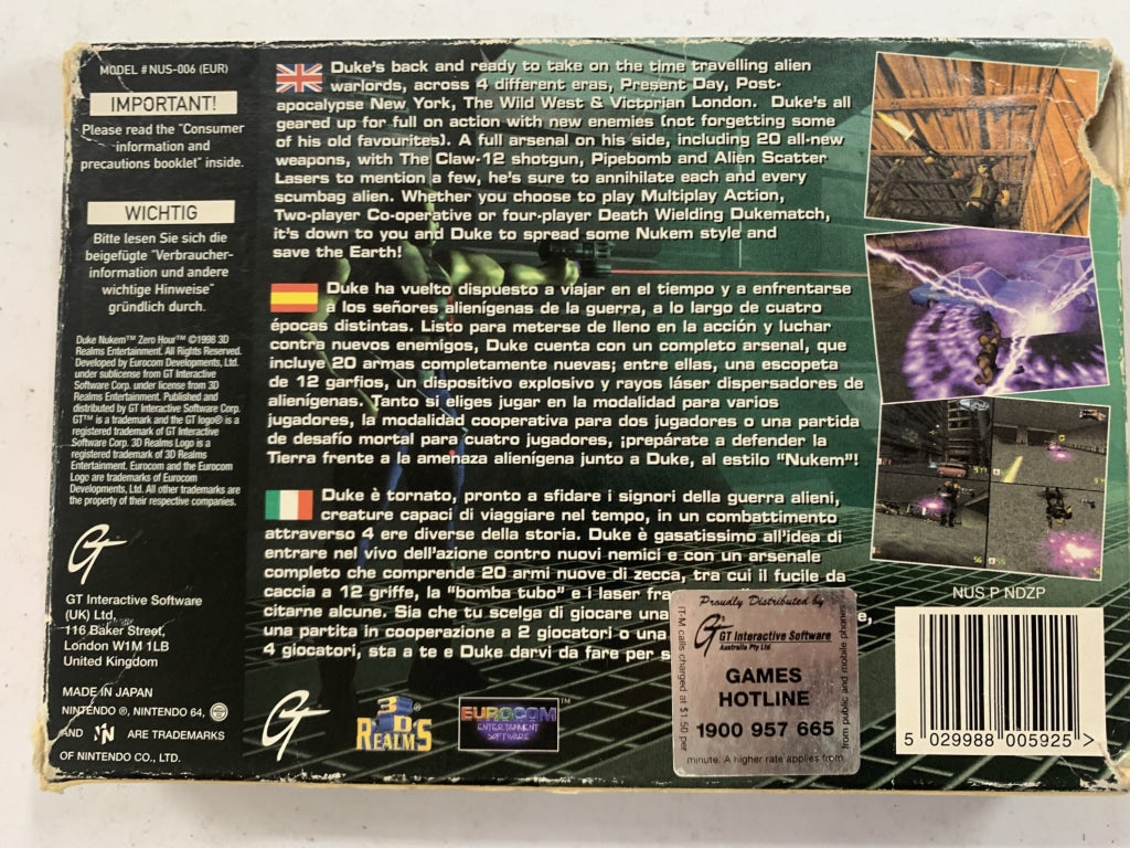 Duke Nukem Zero Hour - Nintendo 64 N64 Game in Original Box - Classic First-Person Shooter for Retro Gaming & Collectors