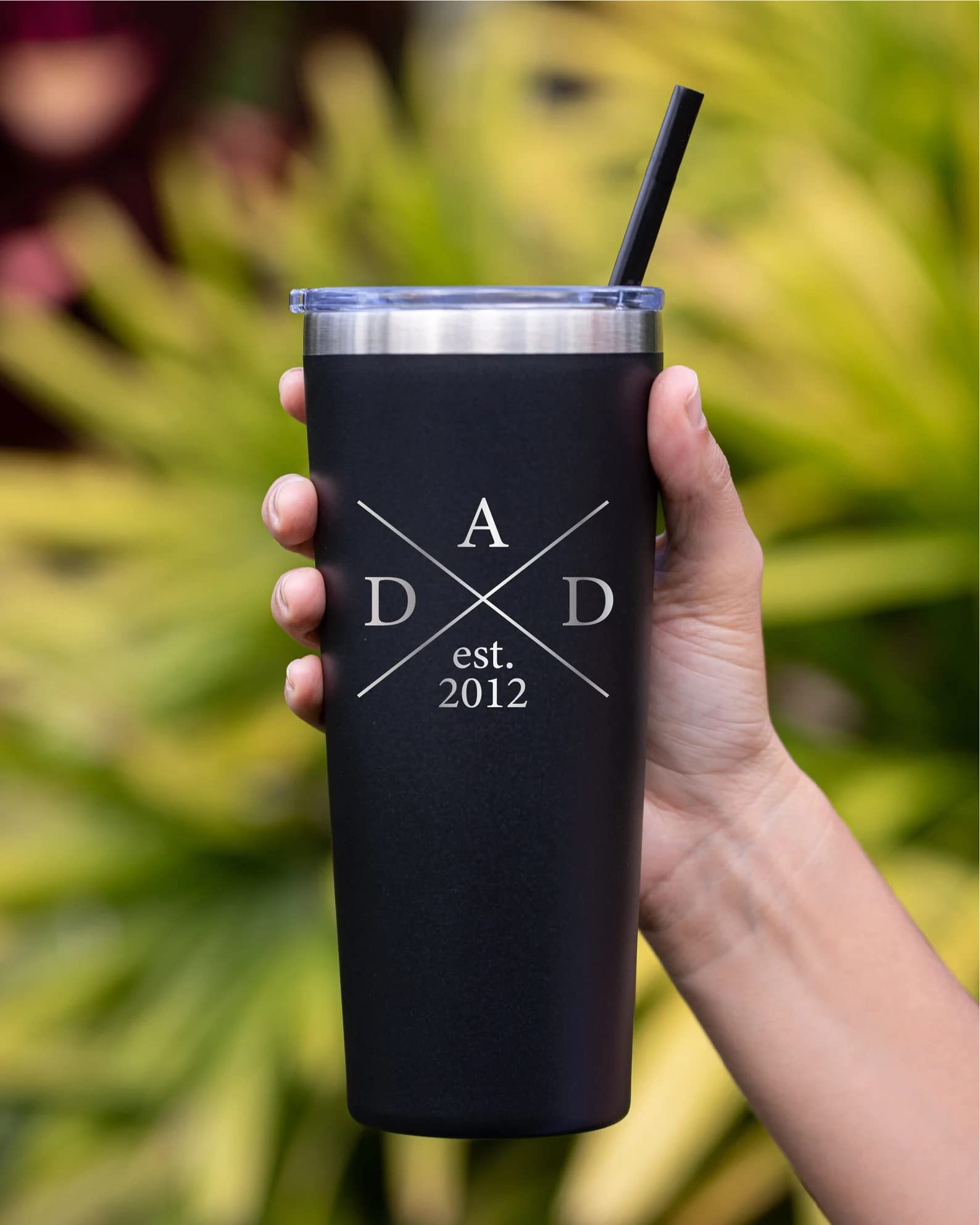Personalized Dad Tumbler 22oz - Stainless Steel Vacuum Insulated Cup with Lid & Straw - Laser Engraved Gift for Father's Day, Birthday - Keeps Drinks Hot/Cold for Hours - Perfect for Office, Gym, Travel & Outdoor Activities