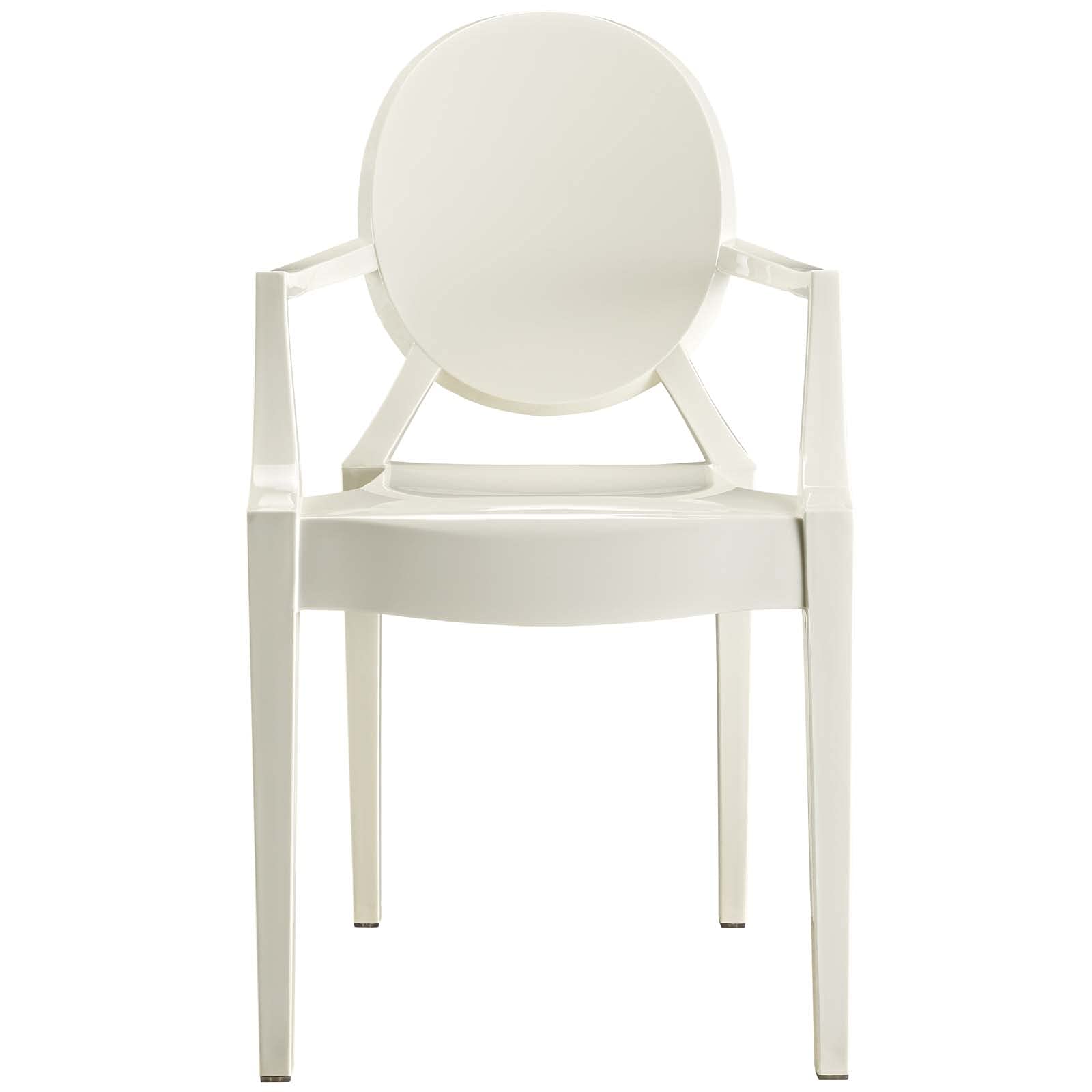 Modway Casper Modern Acrylic Stacking Kitchen & Dining Chair - White, Fully Assembled - Perfect for Small Spaces, Patio, and Contemporary Dining Rooms
