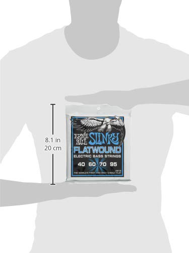 Ernie Ball Extra Slinky Flatwound Bass Guitar Strings 40-95 Gauge (P02815) - Perfect for Jazz, Funk & Studio Recording