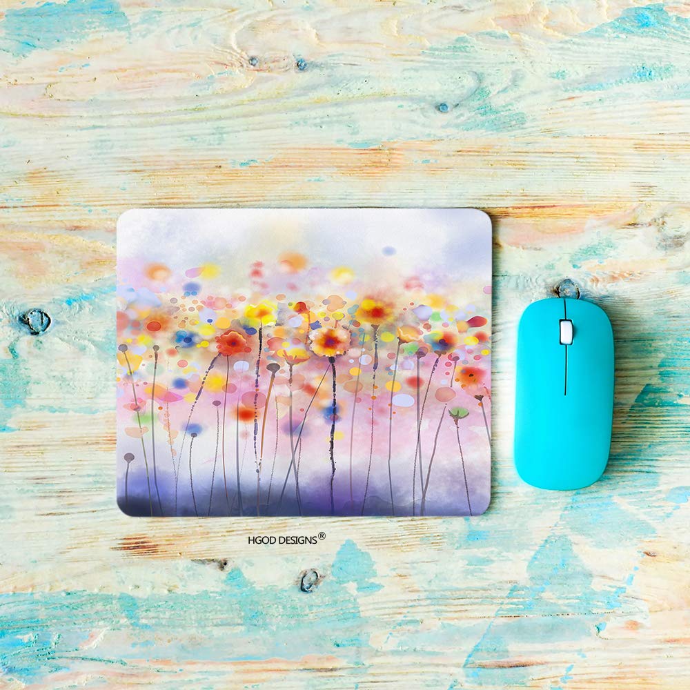 HGOD DESIGNS Watercolor Flower Gaming Mouse Pad - Non-Slip Rubber Base Large Mouse Mat (7.9