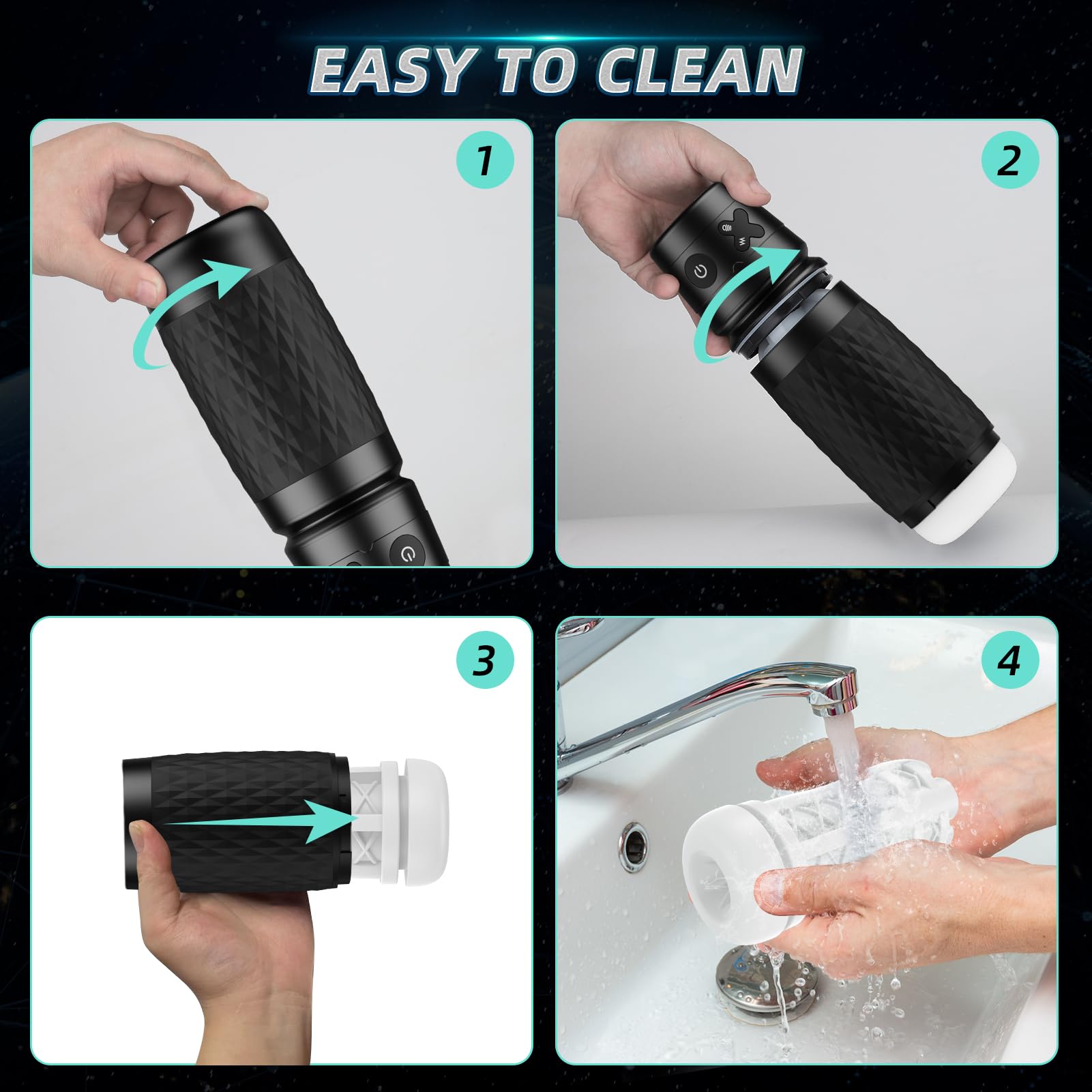 Premium Male Masturbator Sex Toy for Men - Hands-Free Penis Pump with 3 Suction Modes & 4 Vibration Settings, Realistic Blowjob Simulator with 3D Textured Sleeve & Ergonomic Design (Black) - Perfect for Solo Pleasure, Couples Play, and Discreet Adult Entertainment