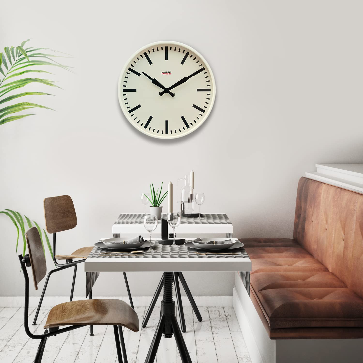 Cloudnola 18 Inch White Metal Wall Clock - Modern Silent Non-Ticking Battery Operated Quartz Clock for Living Room, Bedroom, Office & Home Decor