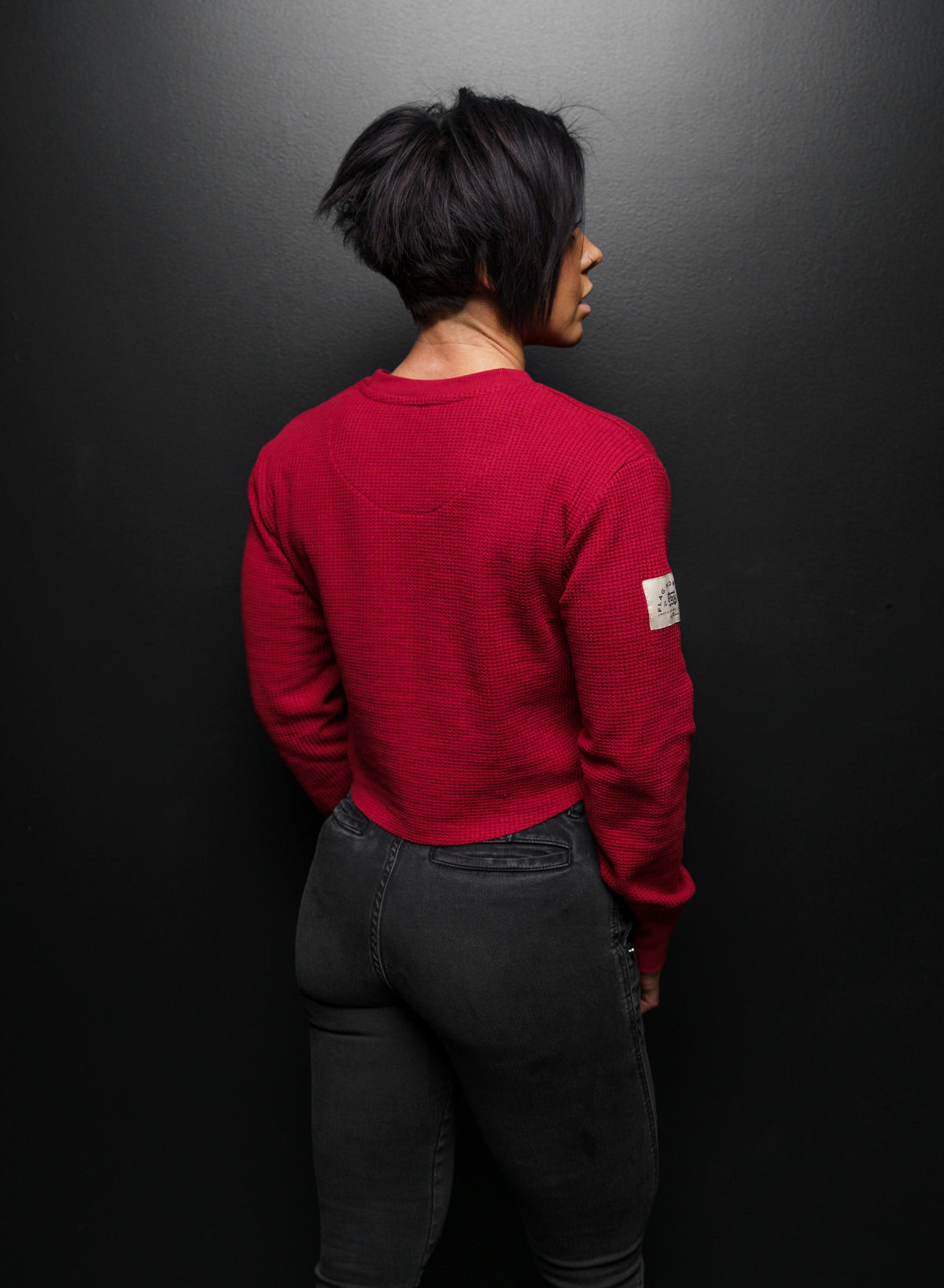 Women's Forever Waffle Knit Crop Sweater - Bloodstone | Cozy Casual Pullover for Fall & Winter | Perfect for Layering, Coffee Dates & Weekend Outfits