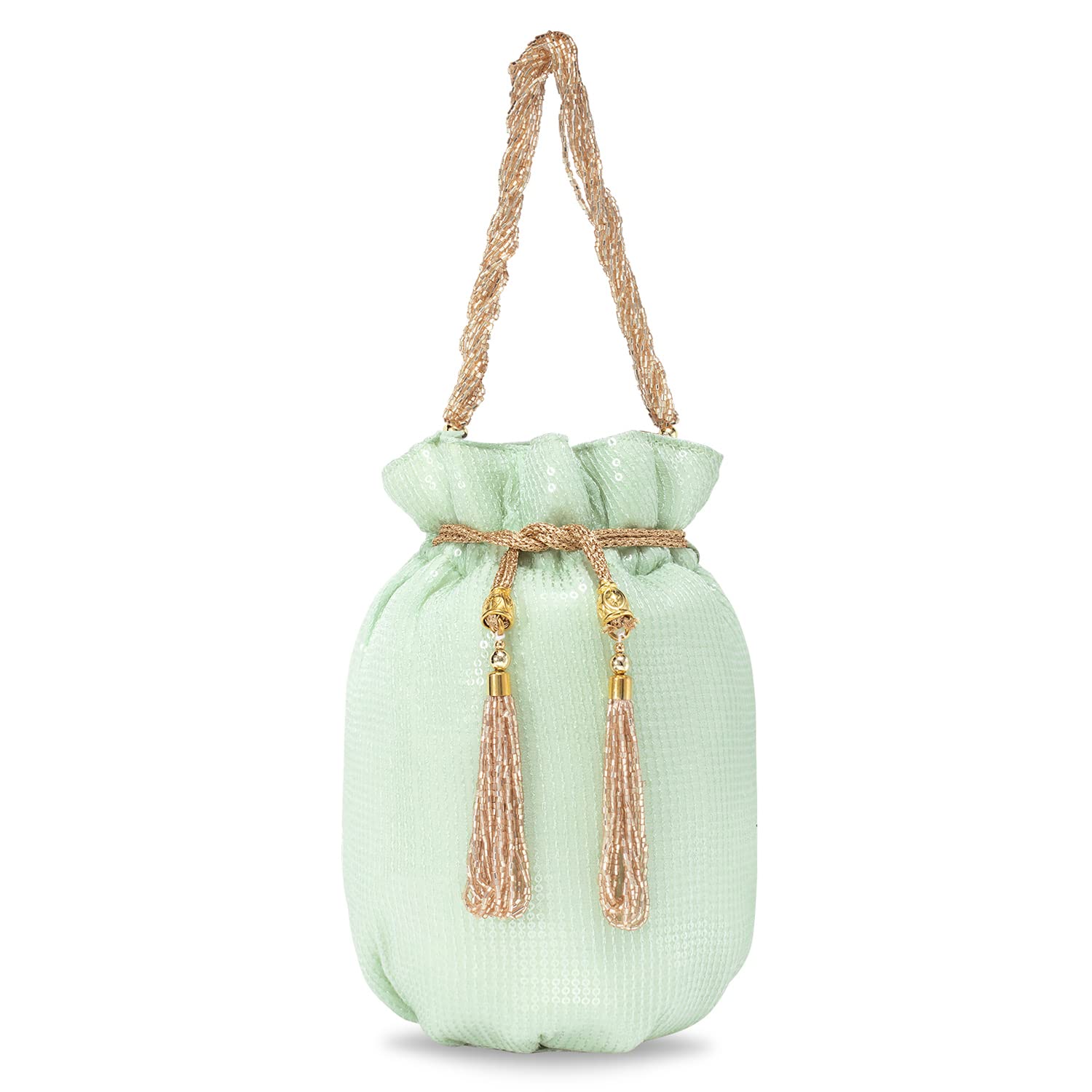 **Aheli Indian Potli Bags for Women - Ethnic Embroidered Clutch Purse with Drawstring, Wedding Bridal Evening Party Handbag (Perfect for Weddings, Festivals & Special Occasions)**