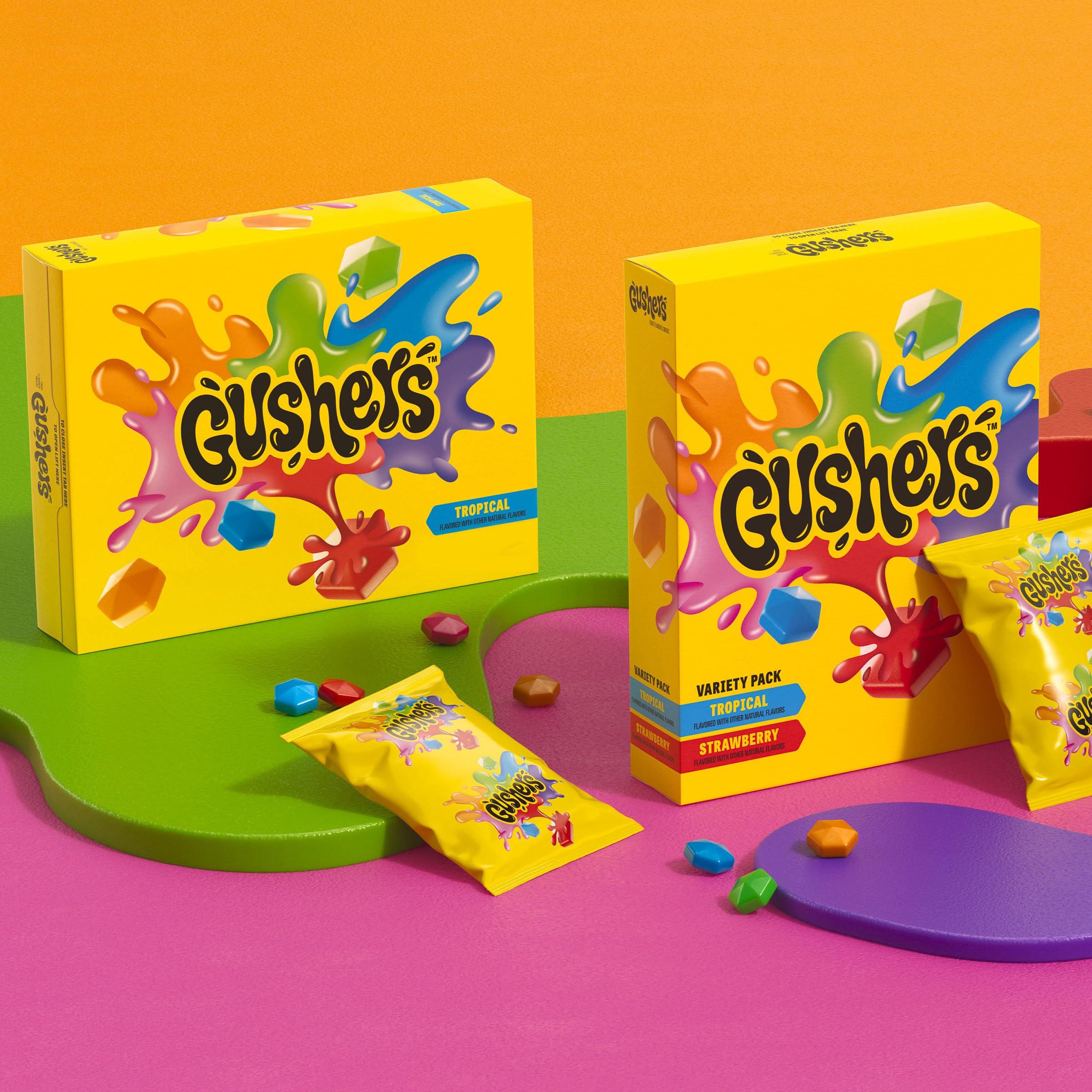 Gushers Tropical Fruit Flavored Snacks - 6 Pack (4.8 oz) | Chewy Fruit Candy for Kids Lunch Box, School Snacks & Party Favors