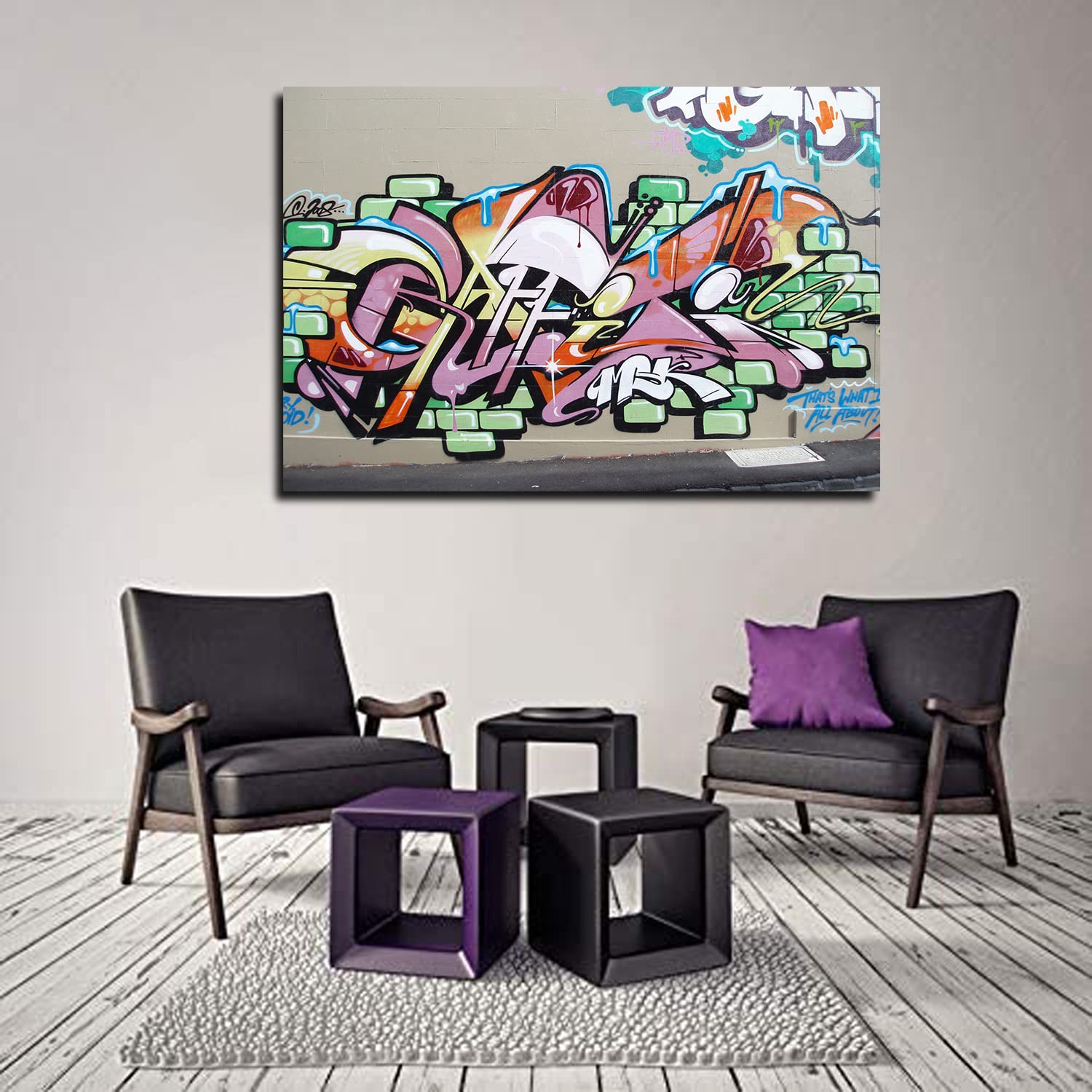 Banksy Graffiti Wall Art Canvas - Framed Street Art Painting for Bedroom, Living Room & Office Decor | Ready to Hang | Urban Home & Workspace Decor