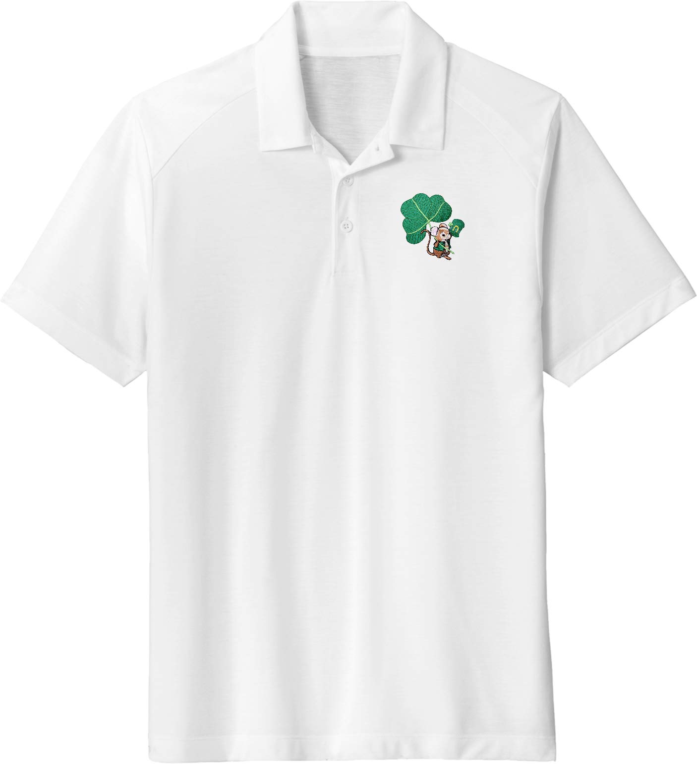 Lucky Irish Mouse Print Tri-Blend Wicking Polo Shirt for St. Patrick's Day - Comfortable Moisture-Wicking Golf & Casual Wear