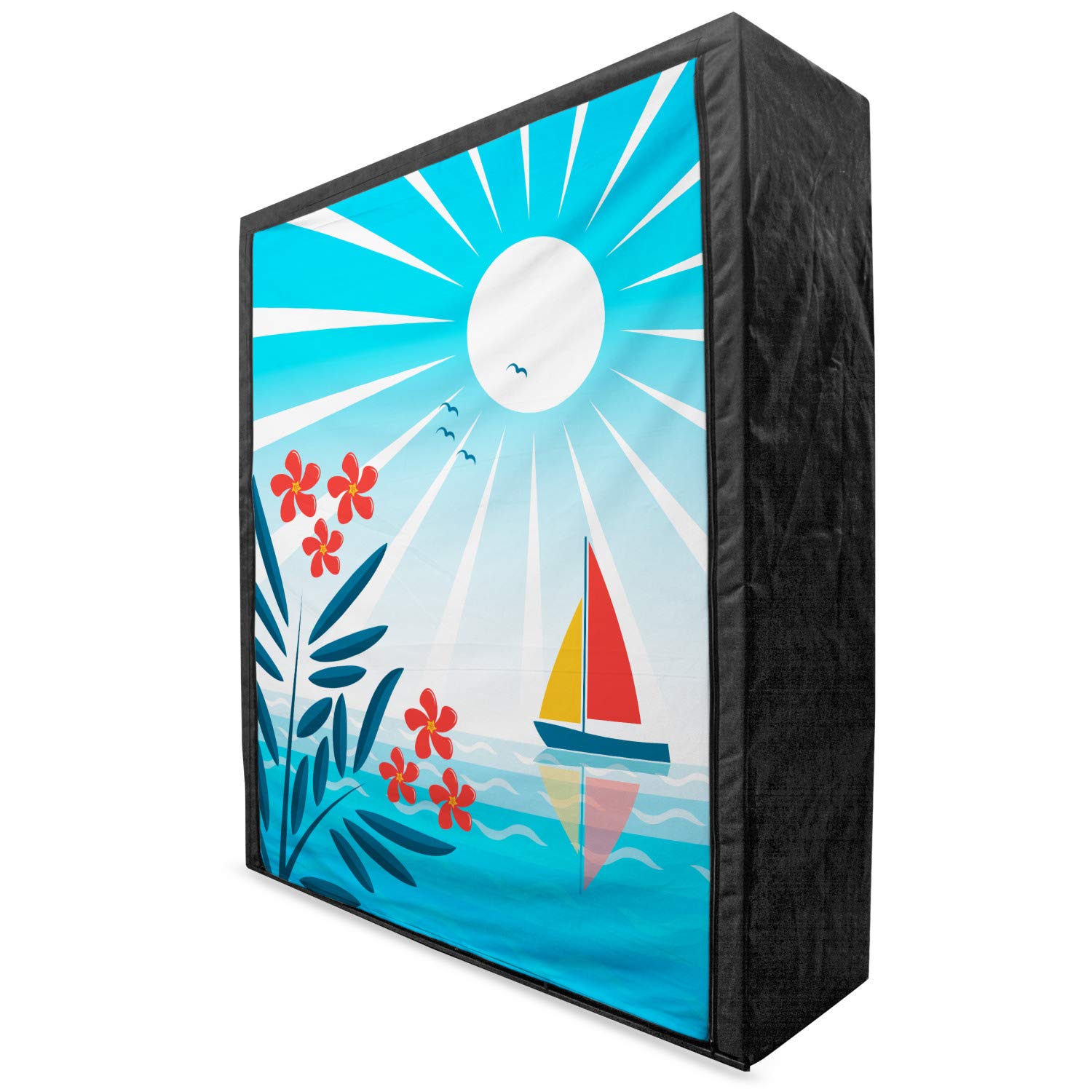 Ambesonne Nautical Fabric Wardrobe - Portable Closet Organizer with Shelves for Clothes Storage, 59
