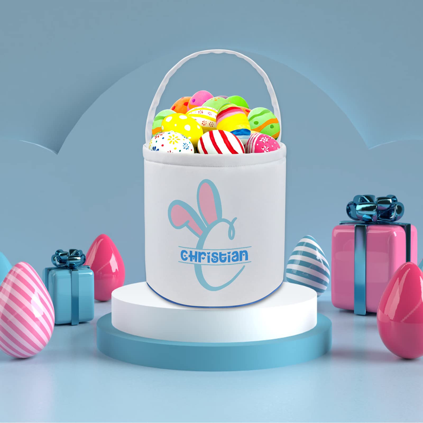 Custom Easter Baskets for Kids - Personalized with Name for Easter Egg Hunt & Gifts