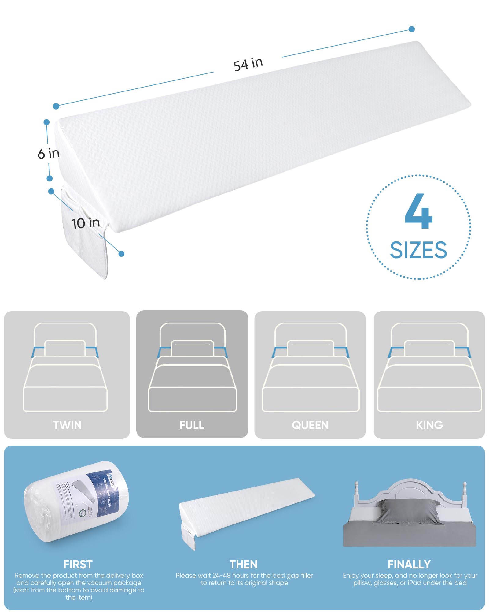 Forias Bed Wedge Pillow for Headboard - 54