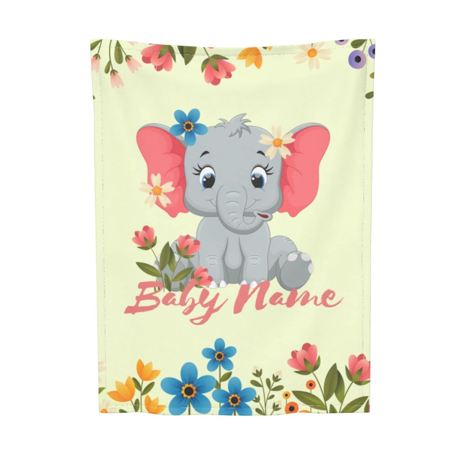 Personalized Elephant Baby Blankets - Custom Name Blanket for Boys & Girls | Soft Nursery Blanket for Baby Shower Gift, Newborn Photo Props & Cozy Swaddle