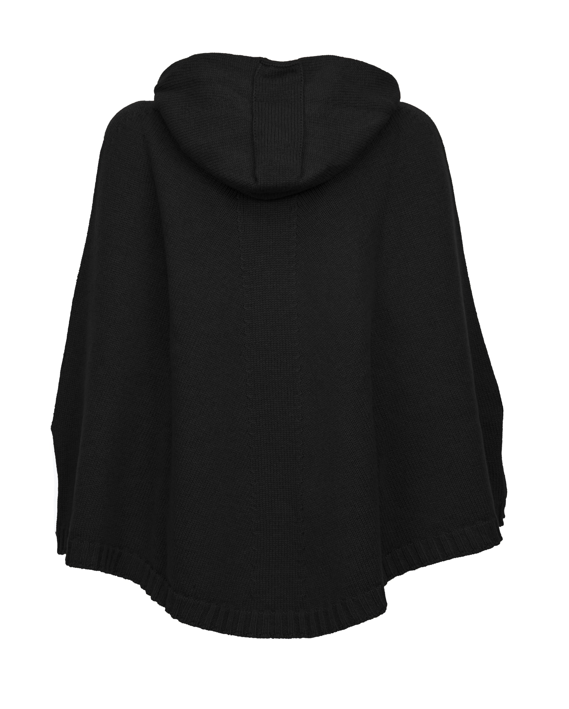 Luxury Women's Pure Cashmere Hooded Poncho - Soft & Warm Winter Shawl Wrap - Perfect for Casual Outings, Travel & Cozy Nights at Home (Black)