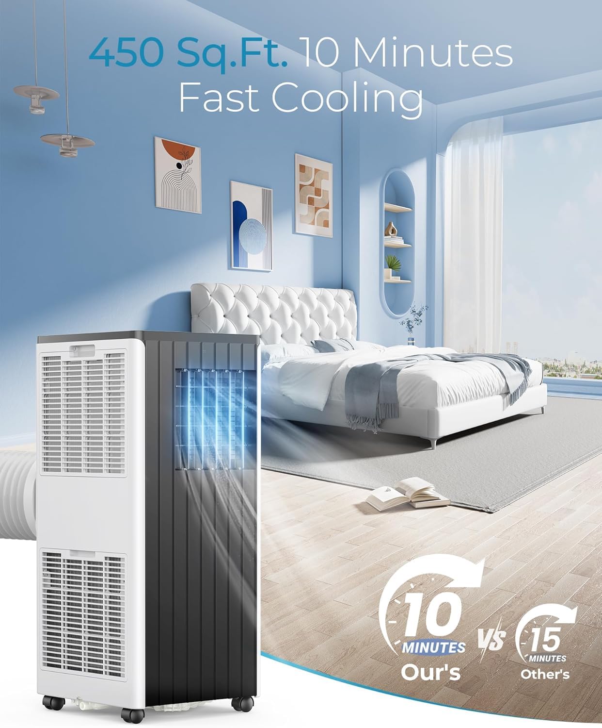 12,000 BTU Portable Air Conditioner with Dehumidifier & Remote Control - Cools Rooms Up to 450 Sq.Ft - Energy Efficient Window AC Unit with 24H Timer & Fan Mode - Perfect for Bedrooms, Offices, and Small Apartments