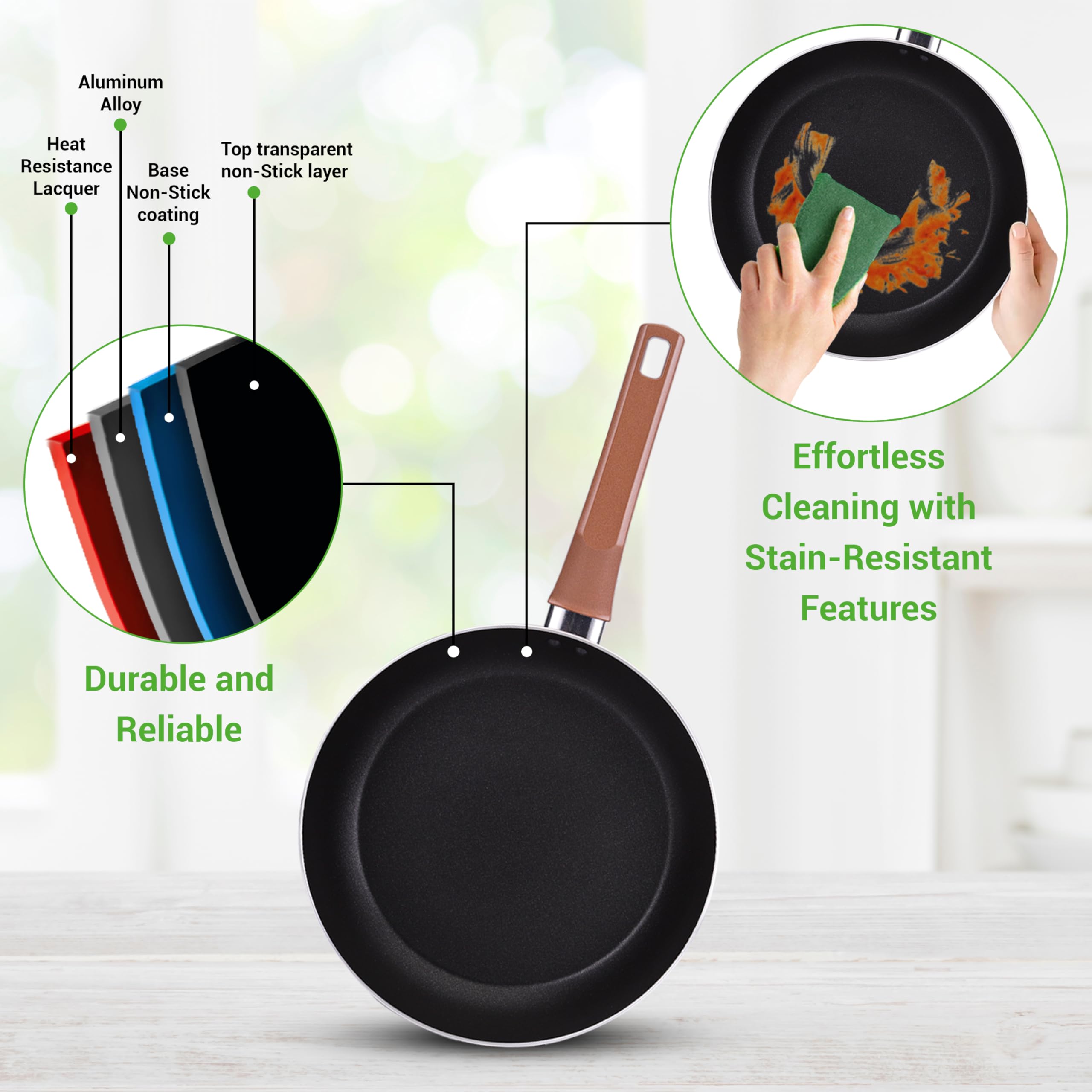 NutriChef 13-Piece Nonstick Cookware Set - PTFE/PFOA/PFOS-Free, Heat Resistant Pots & Pans with Saucepan, Frying Pans, Casserole, Lids & Kitchen Utensils - Brown (NCCWA13BR) - Perfect for Home Cooking, Meal Prep & Family Dinners