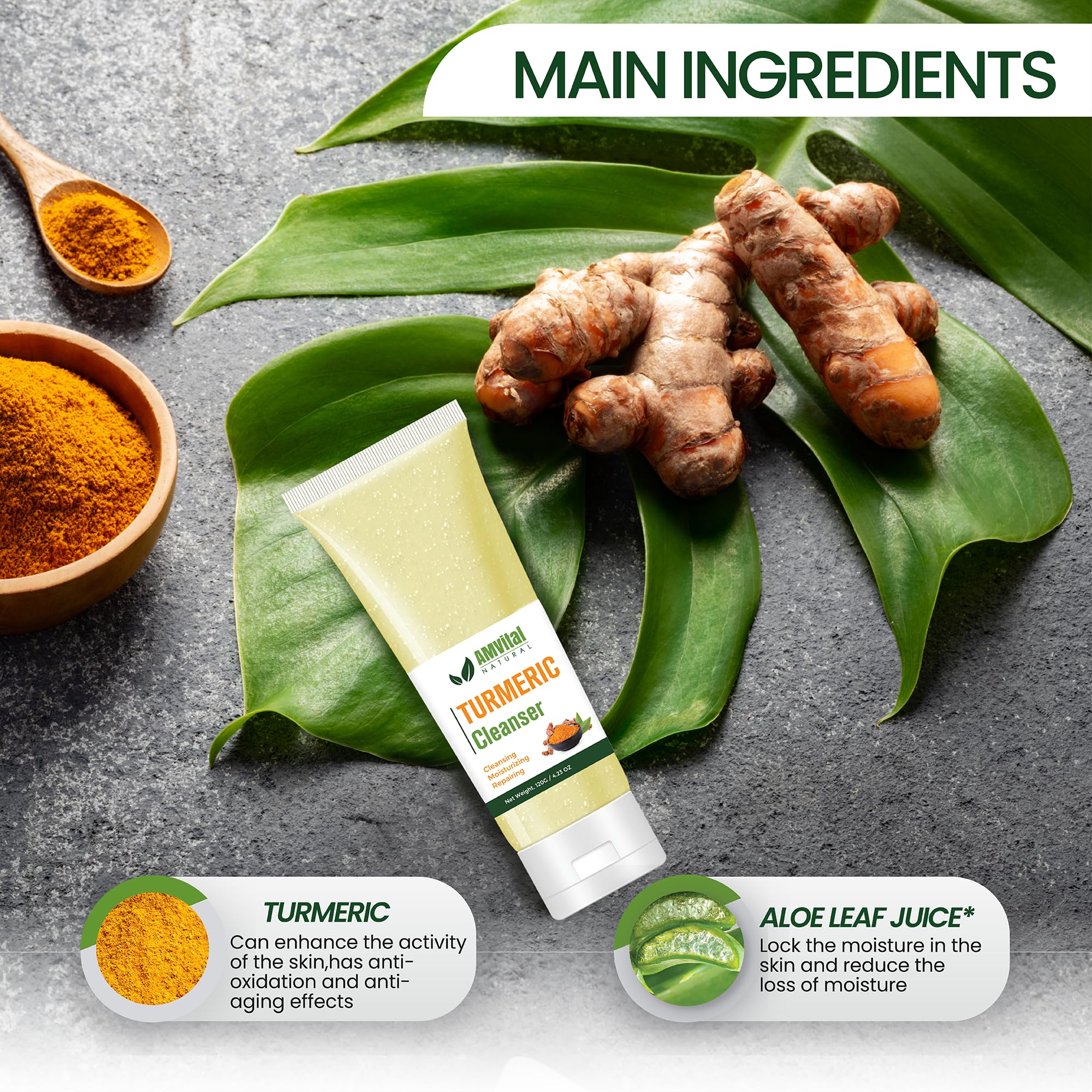 Turmeric Face Wash for Acne & Brightening - Natural Gentle Daily Cleanser with Organic Ingredients - Perfect for Sensitive Skin & Morning Skincare Routine