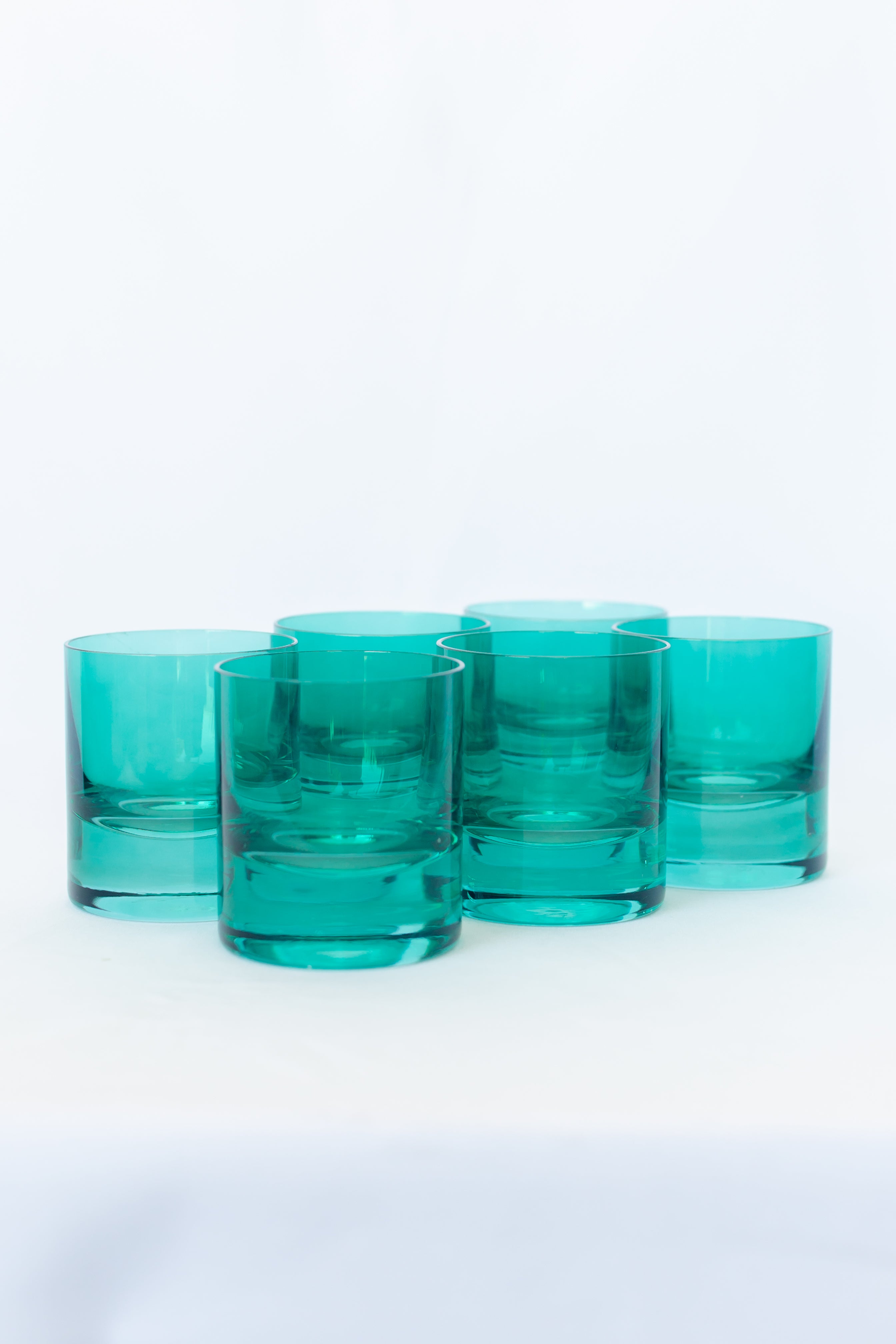 Estelle Colored Rocks Glass Set of 6 - Emerald Green Barware for Cocktails, Whiskey, and Iced Beverages - Perfect for Home Bars, Parties, and Gifts
