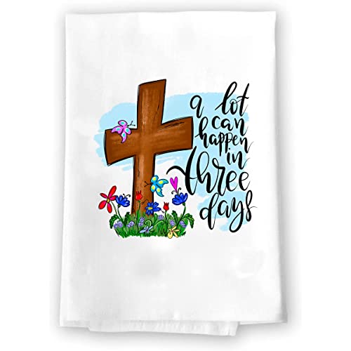 Decorative Christian Easter Floral Hand Towel Set for Kitchen & Bath | Spring Summer Garden Themed Home Decor | Orange Pink Green Religious Gift for Housewarming, Hostess & Holiday Present | Perfect for Easter Decorations, Bathroom Essentials & Thoughtful Gifting