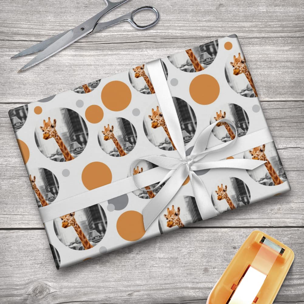 GRAPHICS & MORE Giraffe in Taxi Gift Wrap Paper Roll - Premium Wrapping Paper for Birthday, Baby Shower & Holiday Gifts - 24in x 10ft