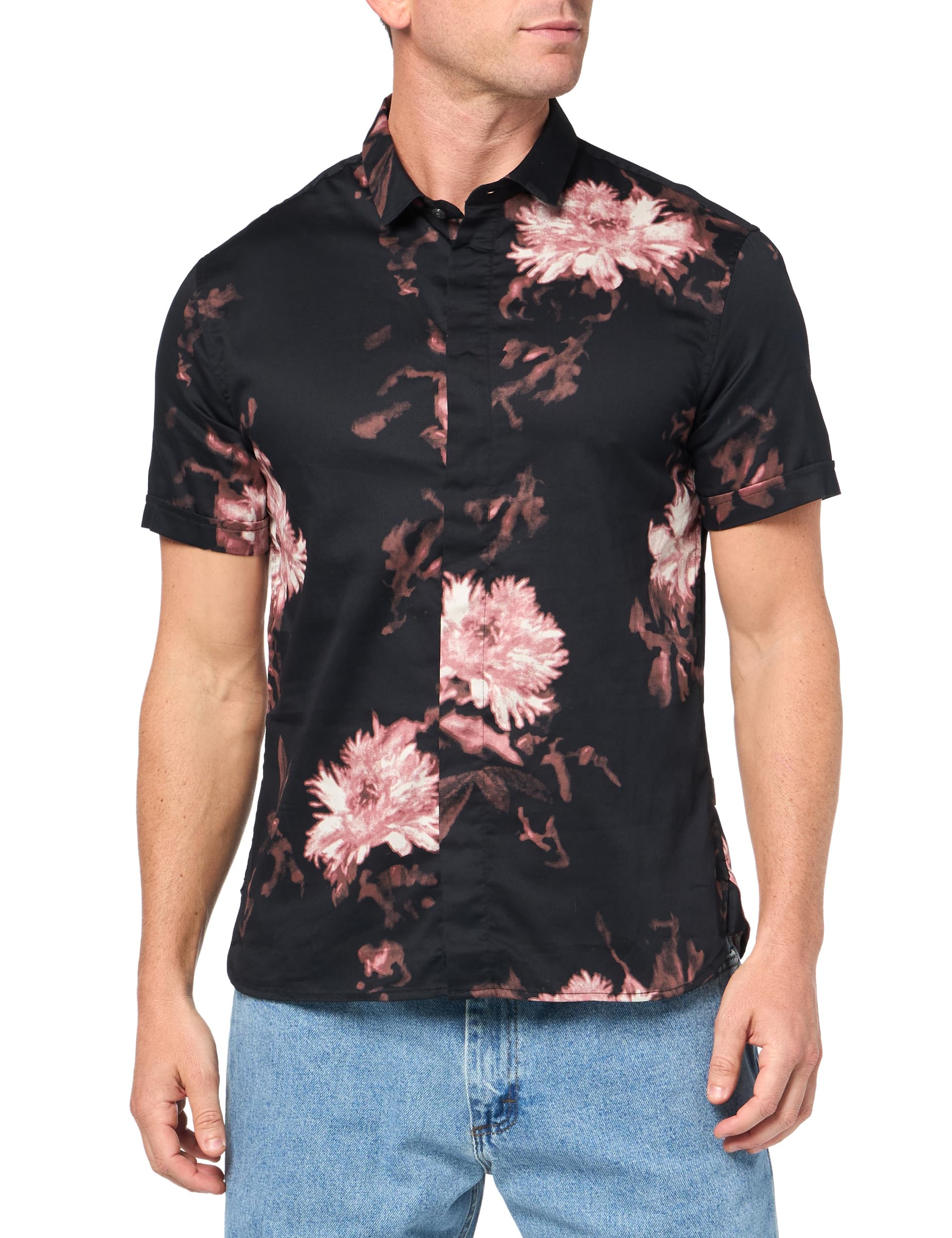 John Varvatos Men's Loren Shirt | Premium Cotton Button-Down Dress Shirt for Business & Casual Wear | Office, Date Night & Special Occasions
