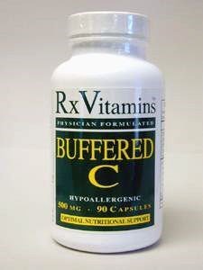 Rx Vitamins Buffered Vitamin C 500mg - 90 Capsules for Immune Support & Antioxidant Protection | Health & Beauty Supplement | Ideal for Daily Wellness & Stress Relief