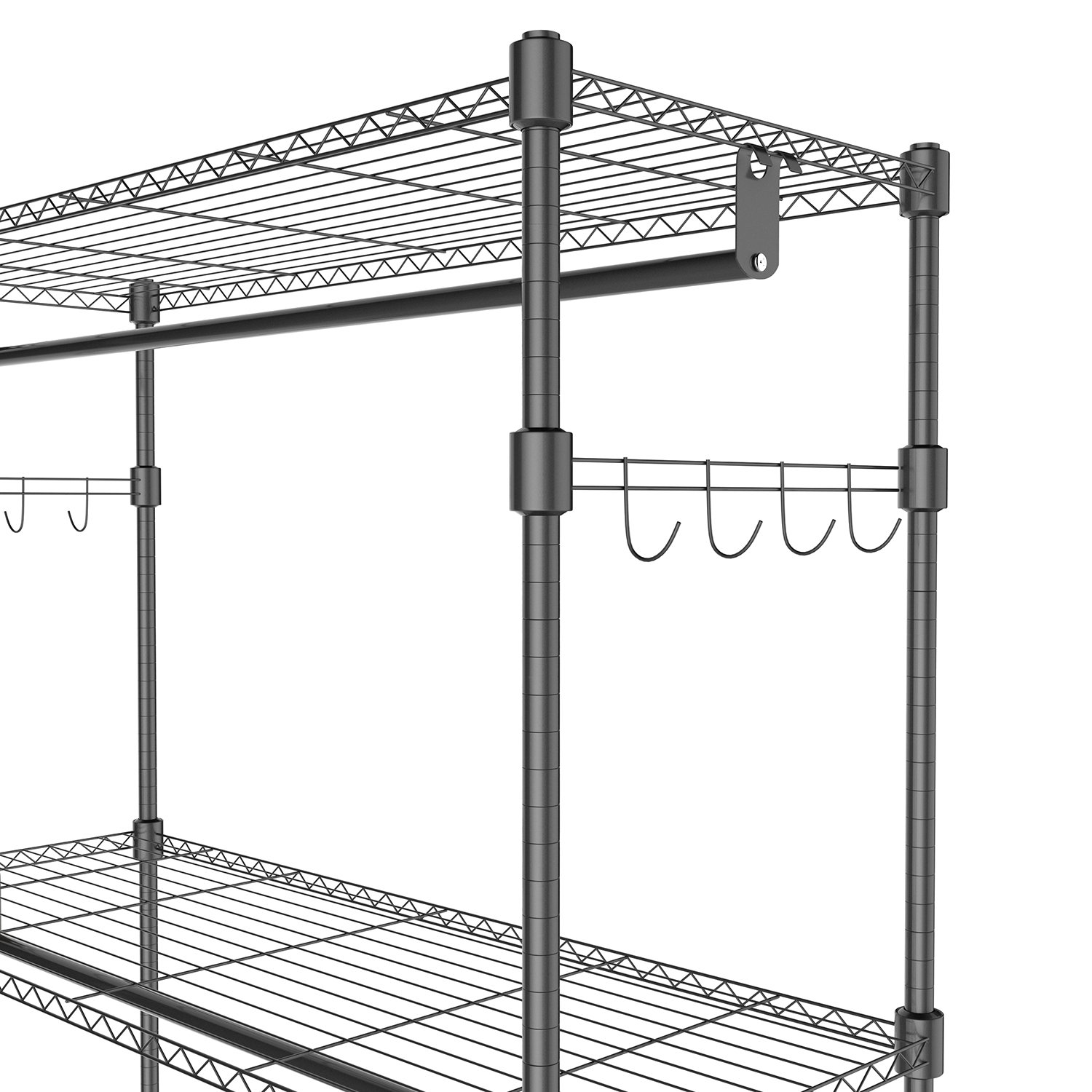 Himimi 3-Tier Heavy Duty Garment Rack - Freestanding Metal Clothes Rack with Double Rods, Wheels & Side Hooks | Portable Wire Shelving for Hanging Clothes, Jackets & Accessories | Perfect for Bedroom, Closet, Laundry Room & Small Space Organization (Grey)