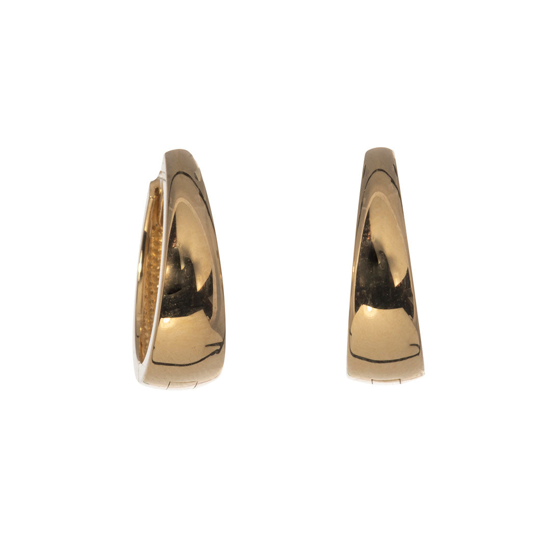 14K Yellow Gold Polished Tapered Huggie Earrings for Women - Minimalist Hoop Earrings for Everyday Wear, Gift Giving & Special Occasions