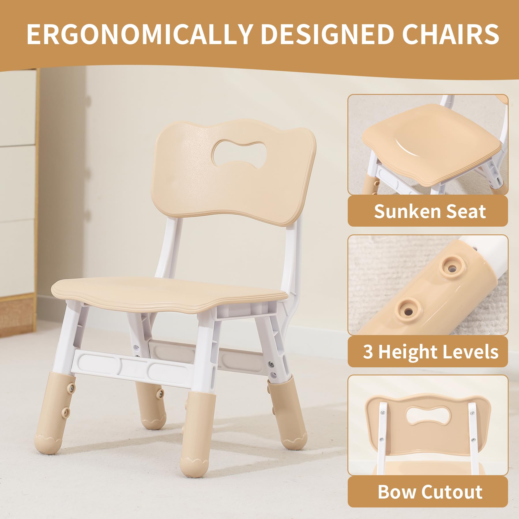 **Adjustable Kids Table and 4 Chairs Set - Graffiti Desktop Toddler Study Table for Boys & Girls (3-8 Years, 300lbs Capacity) - Perfect for Learning, Drawing & Playtime**