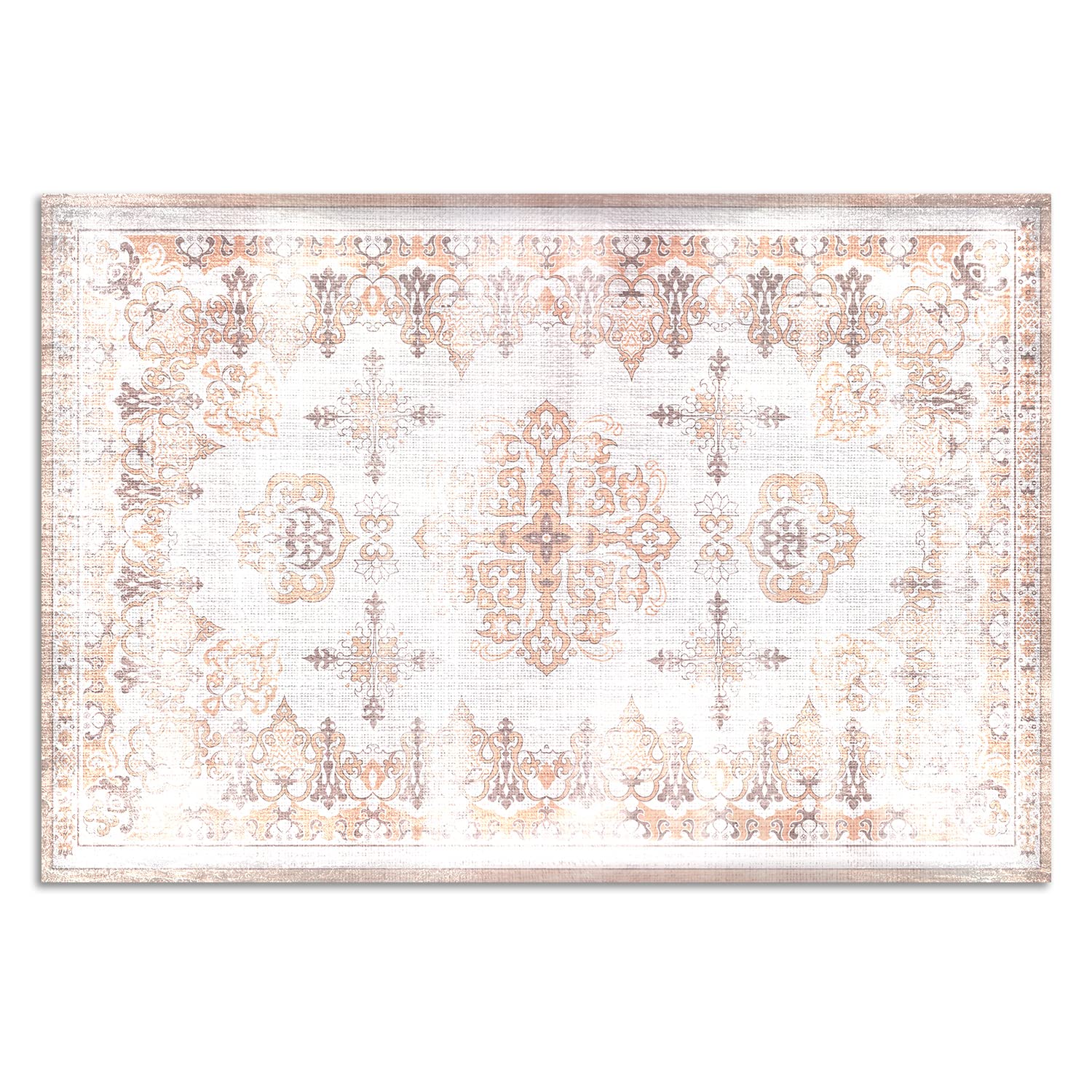Art Maison Washable Waterproof Boho Persian Area Rug - Non-Slip Vinyl Floor Mat for Living Room, Bedroom, Kitchen, Bathroom - Pet Friendly Indoor Outdoor Rug (48x72 Inches, Rose) | Perfect for Home Decor, Apartment, Dorm & High Traffic Areas