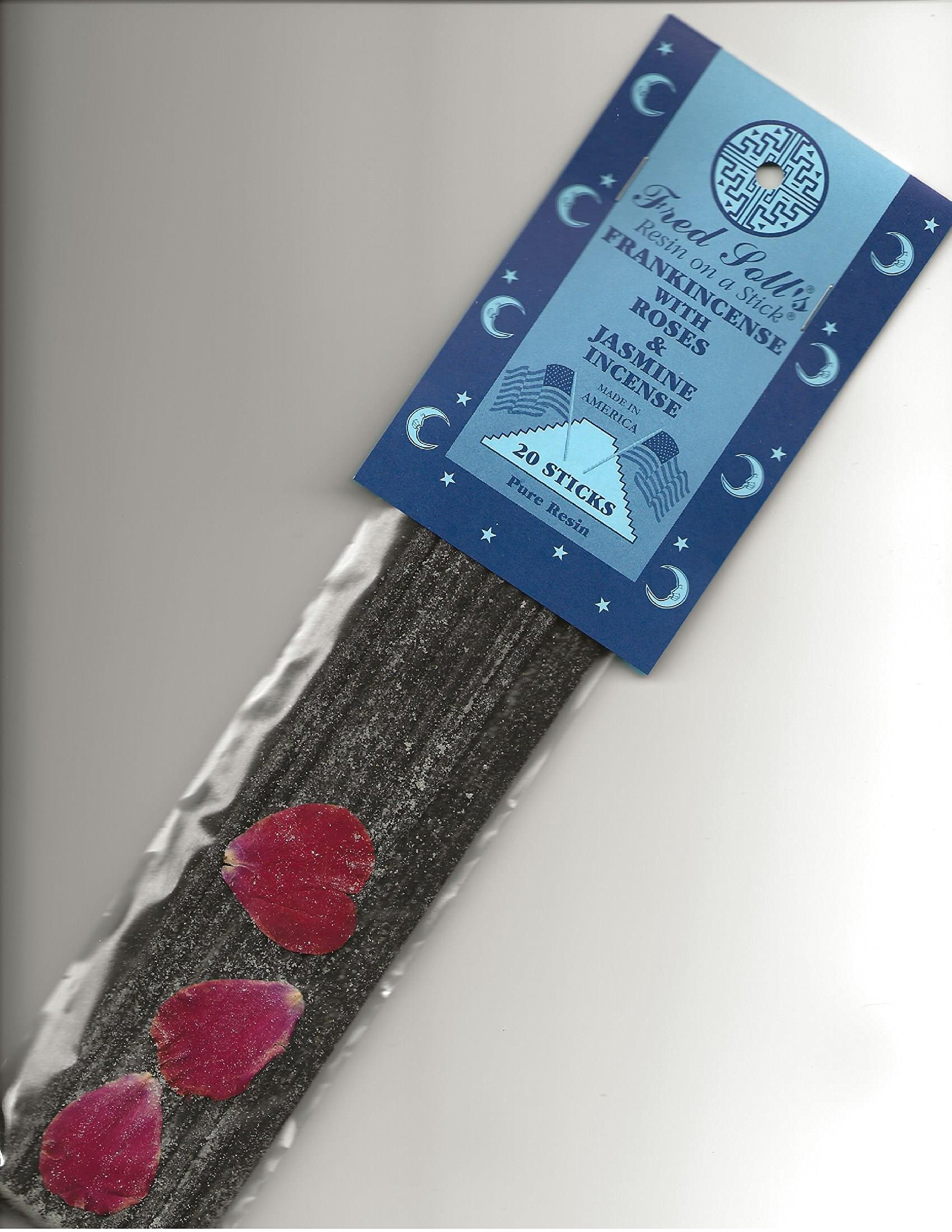 Premium Frankincense with Roses & Jasmine Incense Sticks (20 Pack) - FRED SOLL'S® Resin ON A Stick® for Meditation, Yoga & Aromatherapy