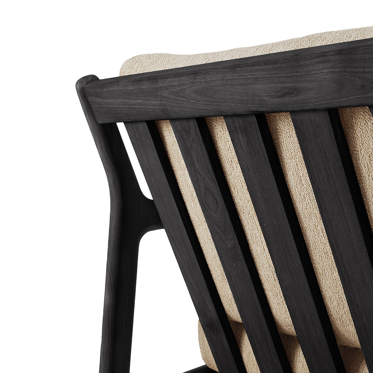 Teak Black & Natural Outdoor Fabric Lounge Chair - 76cm Patio Furniture for Garden, Poolside & Backyard Relaxation