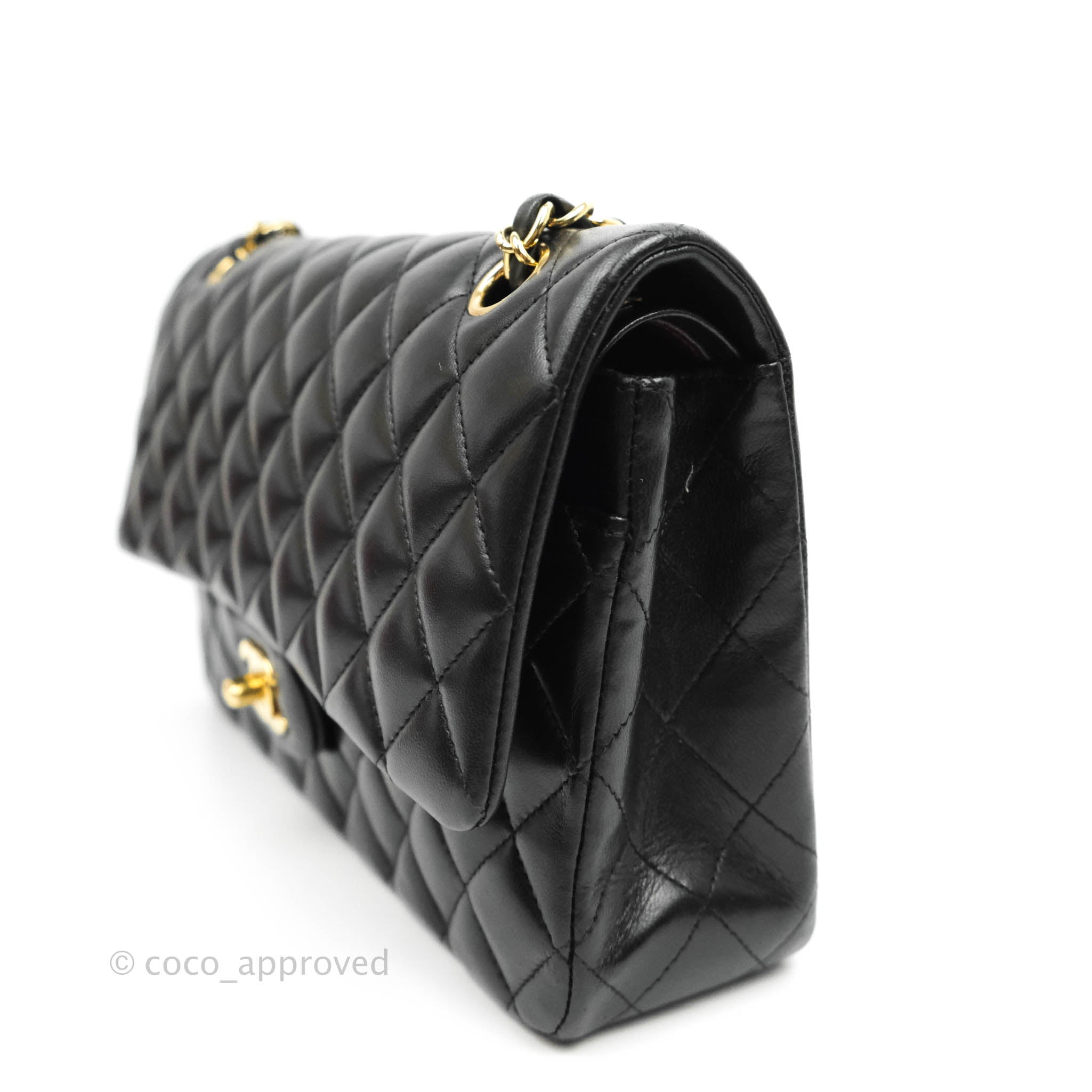 Chanel Classic Medium Double Flap Bag - Black Lambskin Leather with Gold Hardware | Luxury Handbag for Women, Perfect for Work, Evening & Special Occasions