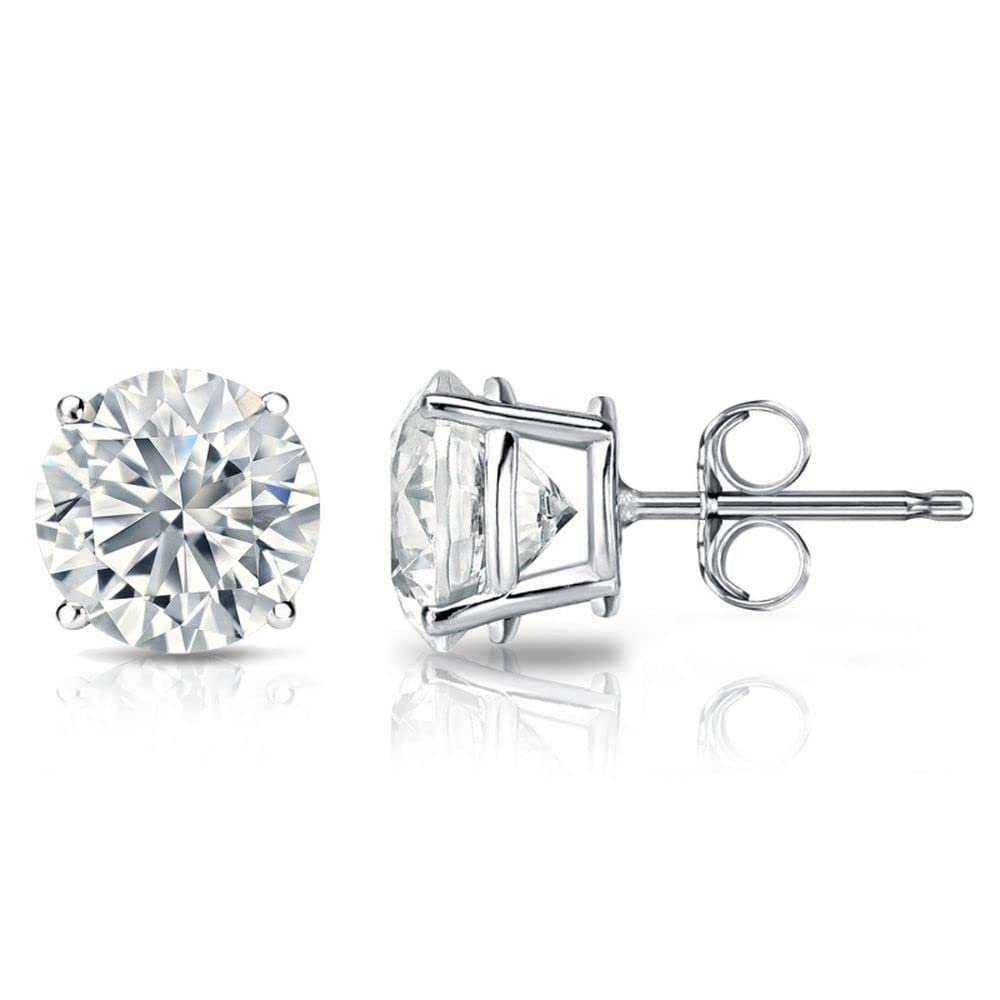 Gem Stone King 925 Sterling Silver White Cubic Zirconia Stud Earrings for Women & Men (2.00 CTTW, Round 6mm) - Elegant Everyday Wear & Gift for Birthdays, Anniversaries