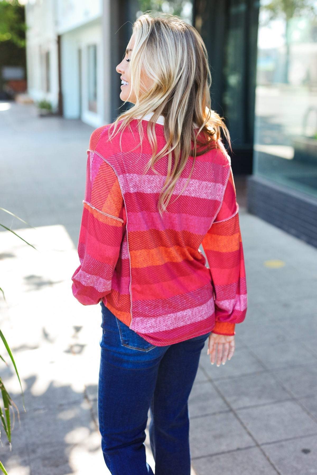 Bold Magenta Striped Button-Down Shirt with Placket Collar - Stylish Casual Wear for Work, Outings & Date Nights